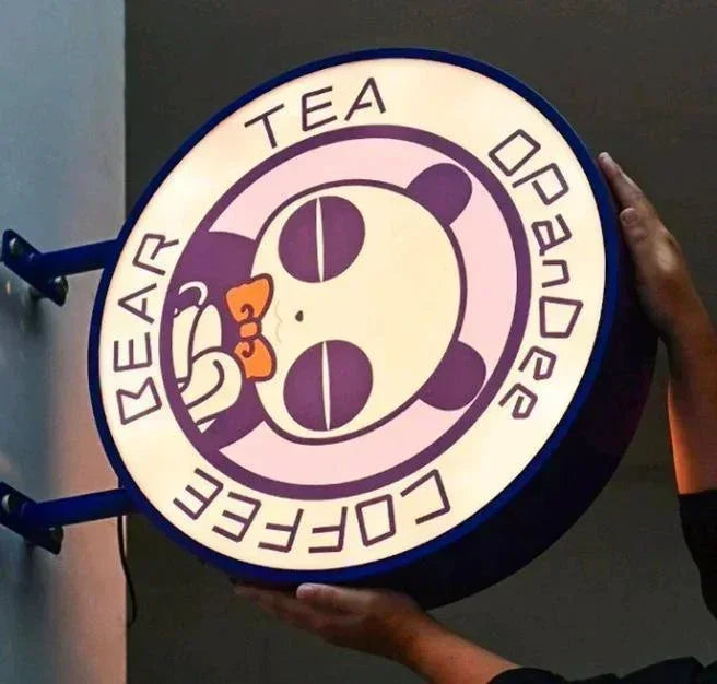 Enseigne lumineuse ronde extérieure double face personnalisée - Parfait pour toute entreprise