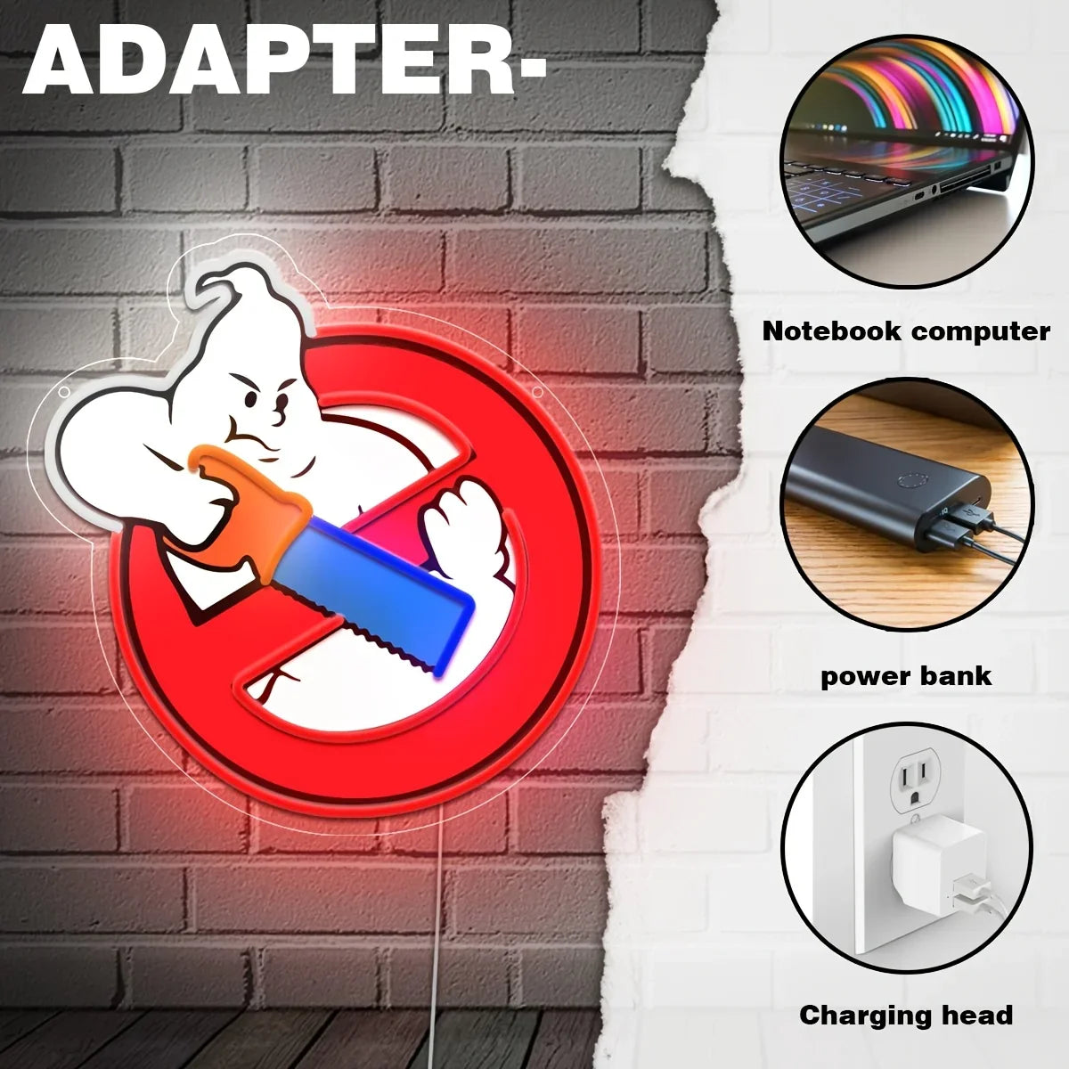 1 pièce d'art mural néon lumineux - conception d'homme scie avec logo Suicide Squad, impression UV, décoration de bar à la maison, art de chambre, idéal pour les fans de bandes dessinées et cadeaux d'anniversaire, décoration murale néon