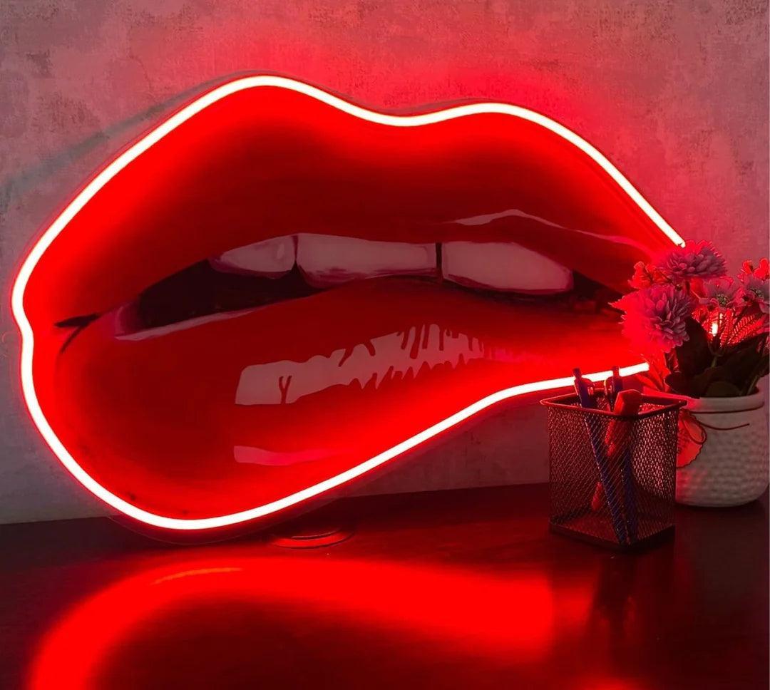 Lip Bite UV Neon Art - FYLZGO Signs