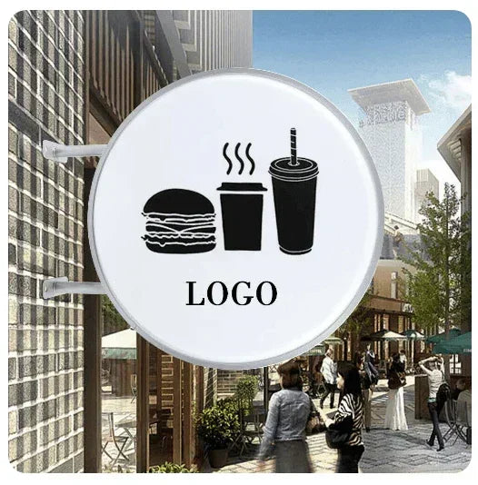 Enseigne lumineuse ronde extérieure double face personnalisée - Parfait pour toute entreprise