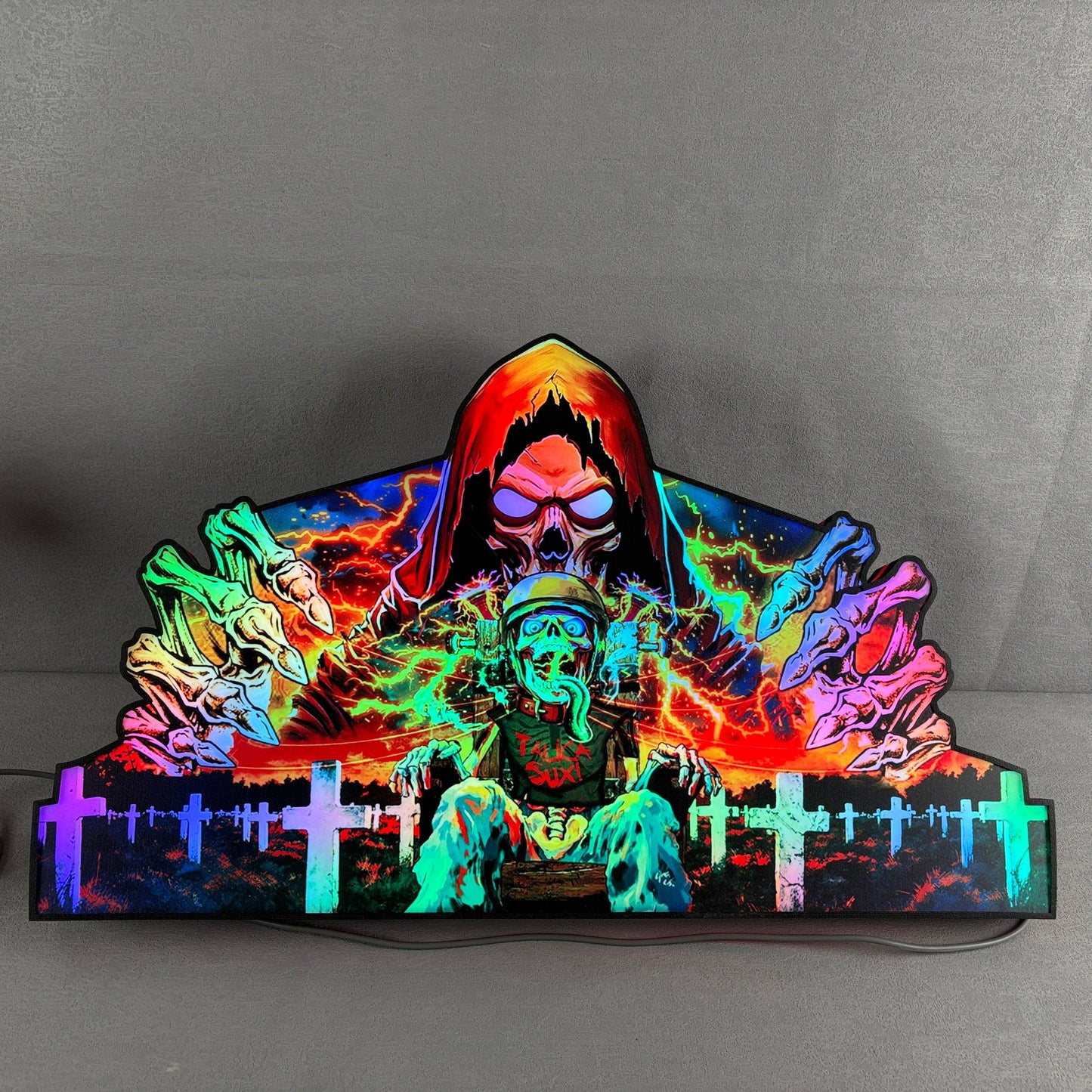 Metallica Remastered Sparky Flipper-Aufsatz, 3D-gedruckte Leuchtbox mit USB-Anschluss und Dimmer, Flipper-Arcade-Dekoration, perfekt für Spielzimmer oder Flipperautomaten