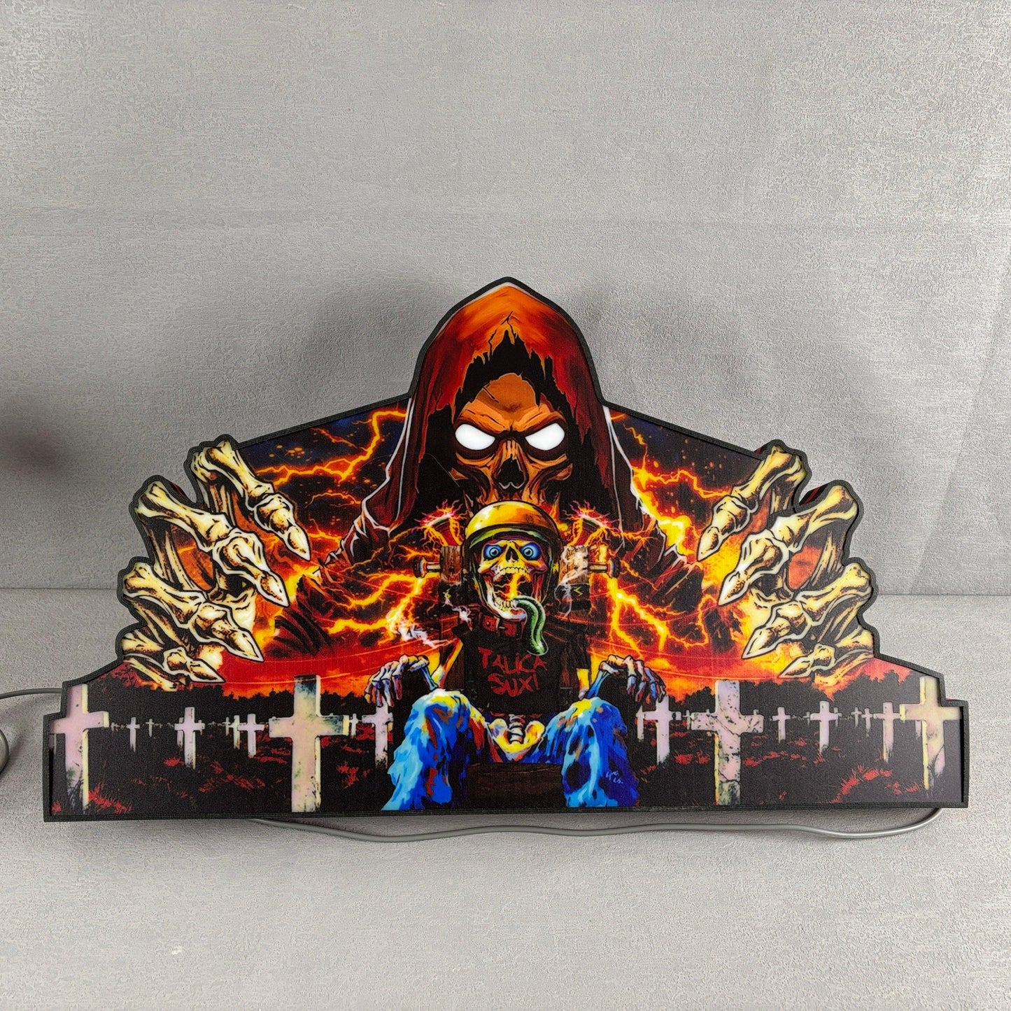 Metallica Remastered Sparky Flipper-Aufsatz, 3D-gedruckte Leuchtbox mit USB-Anschluss und Dimmer, Flipper-Arcade-Dekoration, perfekt für Spielzimmer oder Flipperautomaten