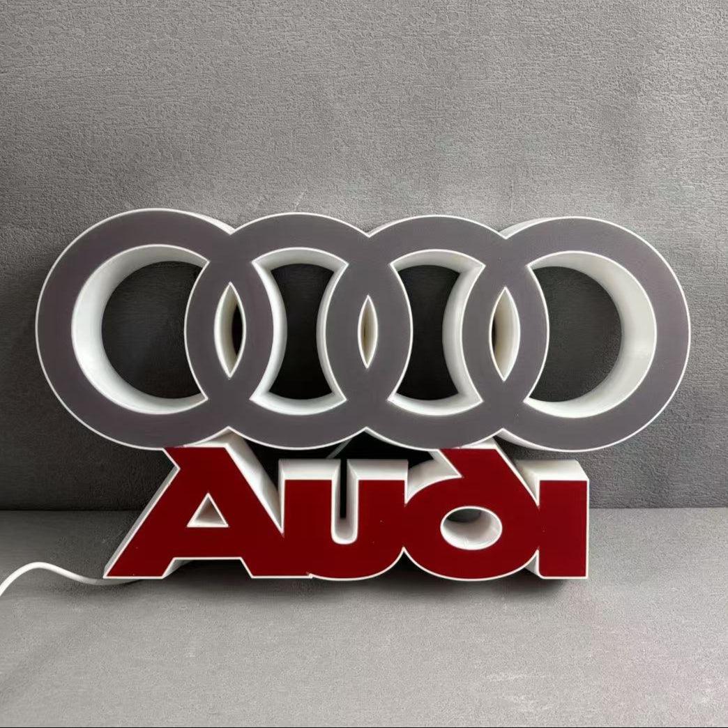 Lampe avec logo LED Audi, décoration de voiture de haute qualité, excellent cadeau pour les passionnés d'Audi
