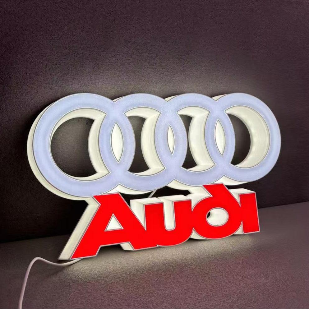 Lampe avec logo LED Audi, décoration de voiture de haute qualité, excellent cadeau pour les passionnés d'Audi