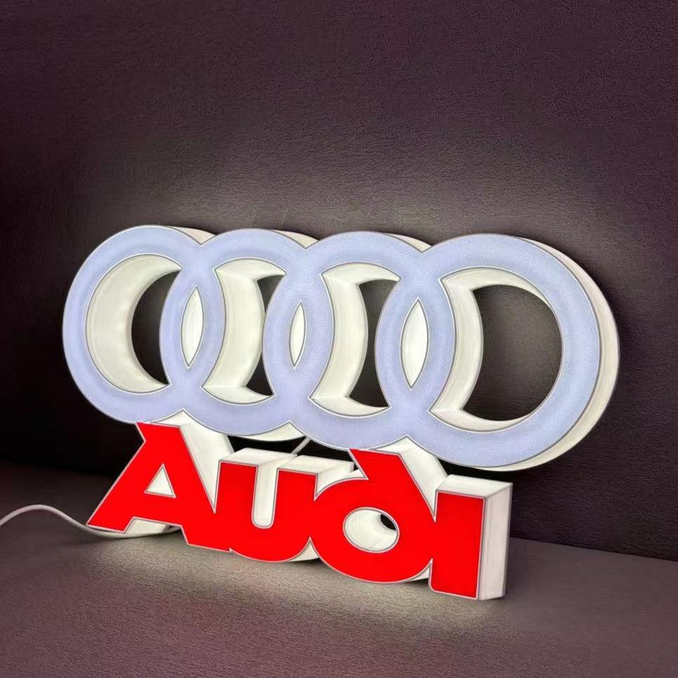 Lampe avec logo LED Audi, décoration de voiture de haute qualité, excellent cadeau pour les passionnés d'Audi