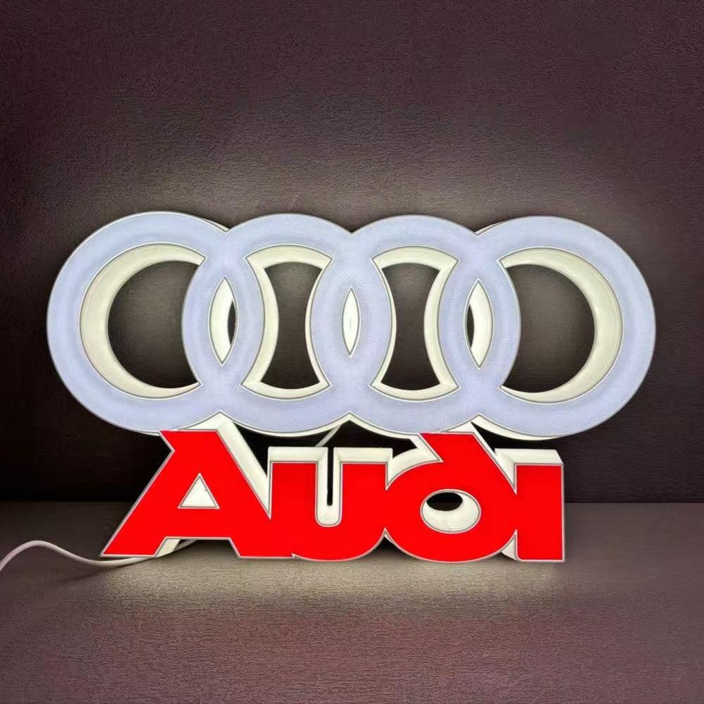 Lampe avec logo LED Audi, décoration de voiture de haute qualité, excellent cadeau pour les passionnés d'Audi