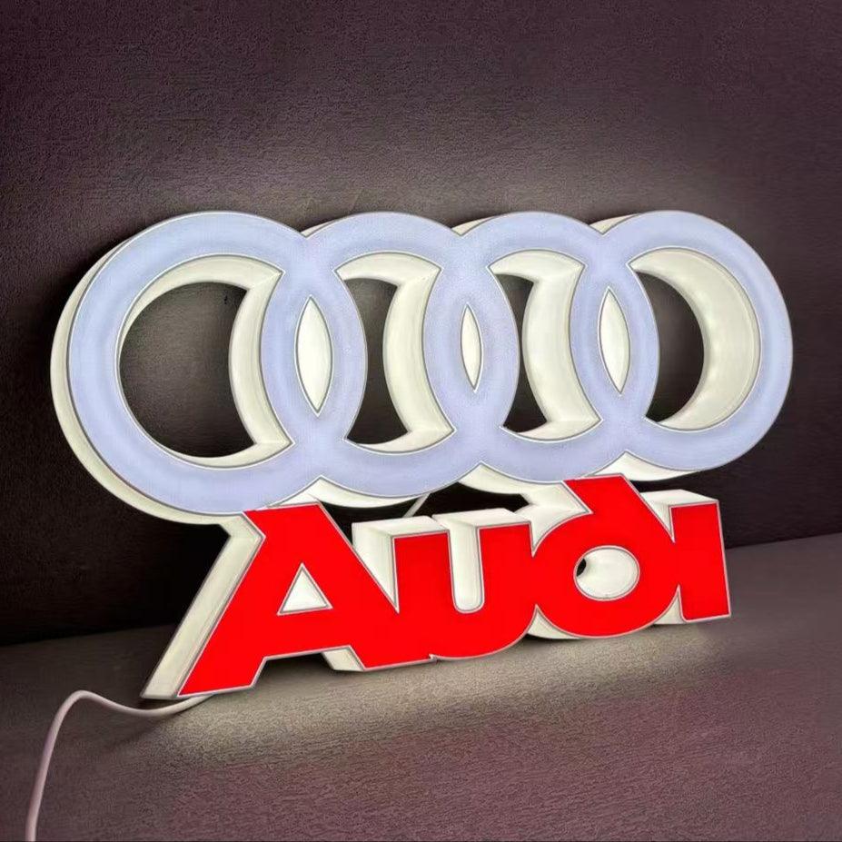 Lampe avec logo LED Audi, décoration de voiture de haute qualité, excellent cadeau pour les passionnés d'Audi