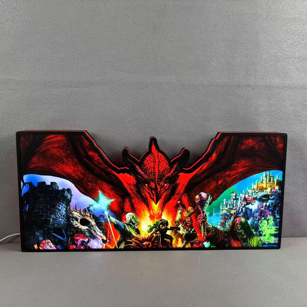 Dungeons & Dragons Flipper-Aufsatz LED-Leuchtkasten, Spielzimmerdekoration, klassisches gruseliges Schmuckstück für Ihr Spiel, TV-Enthusiasten)