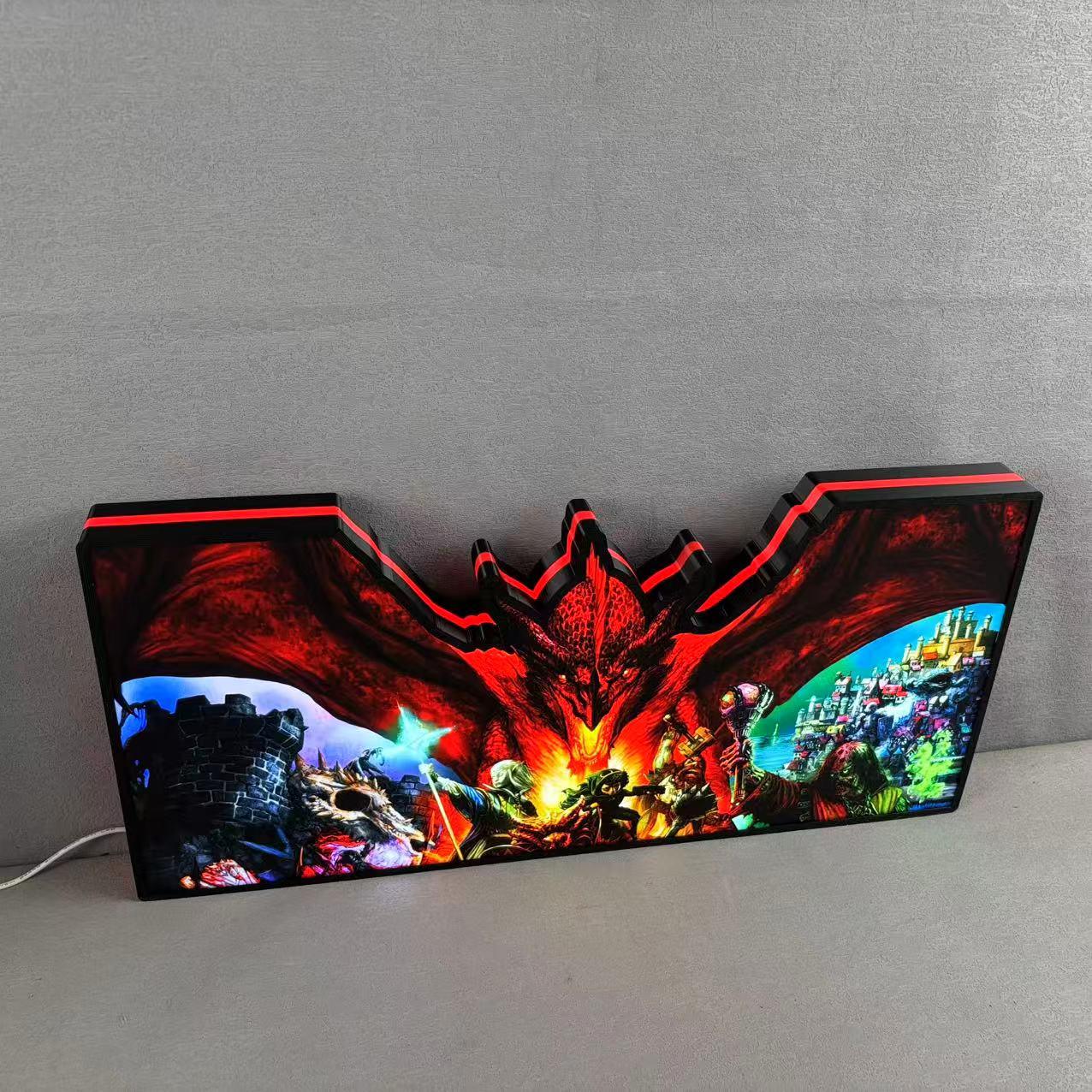 Dungeons & Dragons Flipper-Aufsatz LED-Leuchtkasten, Spielzimmerdekoration, klassisches gruseliges Schmuckstück für Ihr Spiel, TV-Enthusiasten)