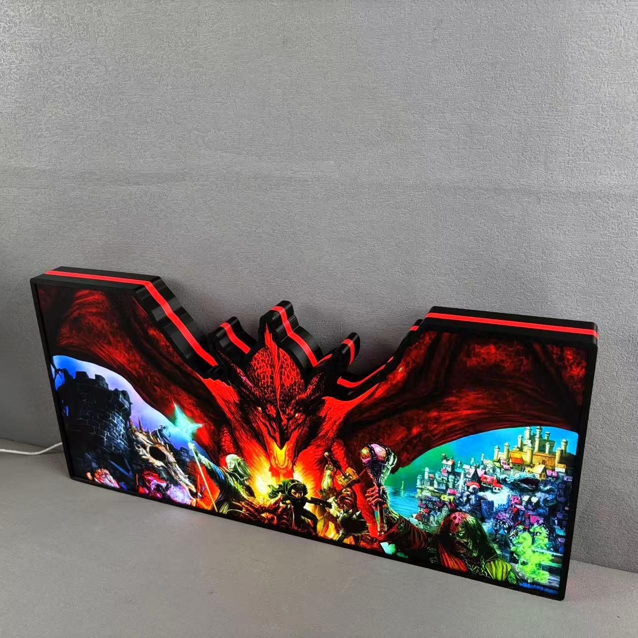 Dungeons & Dragons Flipper-Aufsatz LED-Leuchtkasten, Spielzimmerdekoration, klassisches gruseliges Schmuckstück für Ihr Spiel, TV-Enthusiasten)