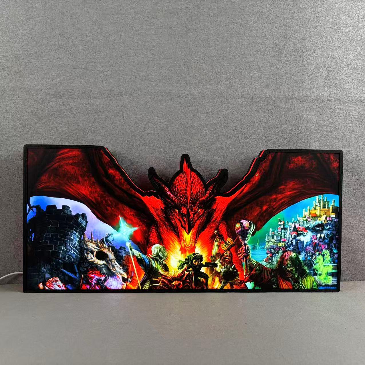 Dungeons & Dragons Flipper-Aufsatz LED-Leuchtkasten, Spielzimmerdekoration, klassisches gruseliges Schmuckstück für Ihr Spiel, TV-Enthusiasten)