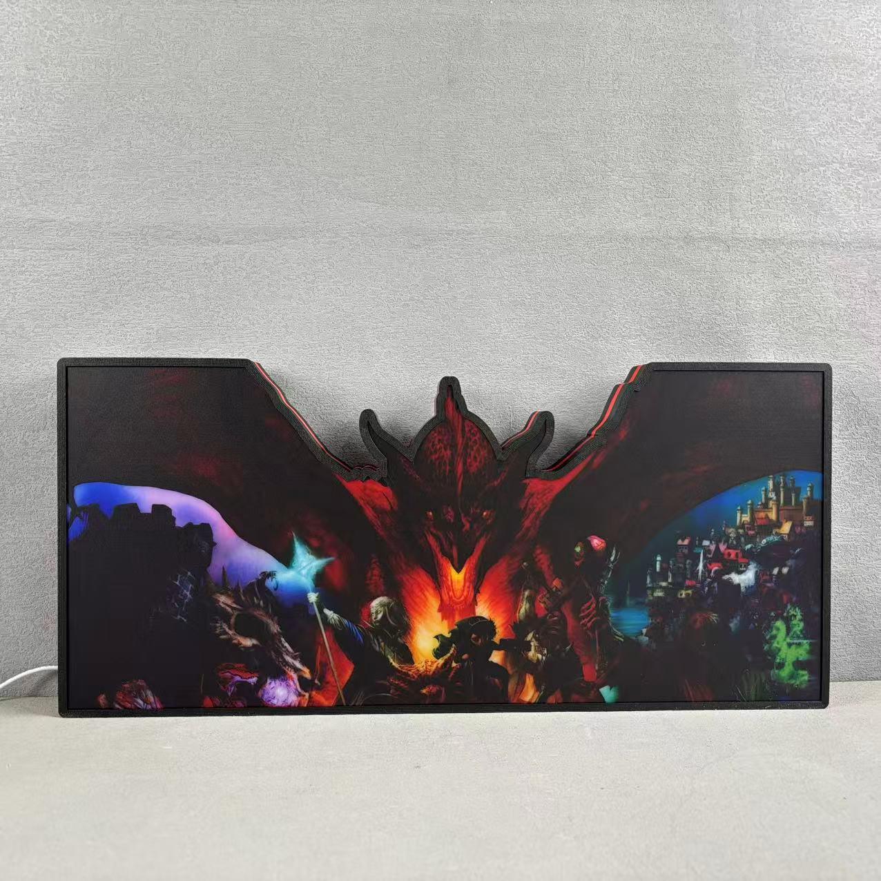 Dungeons & Dragons Flipper-Aufsatz LED-Leuchtkasten, Spielzimmerdekoration, klassisches gruseliges Schmuckstück für Ihr Spiel, TV-Enthusiasten)