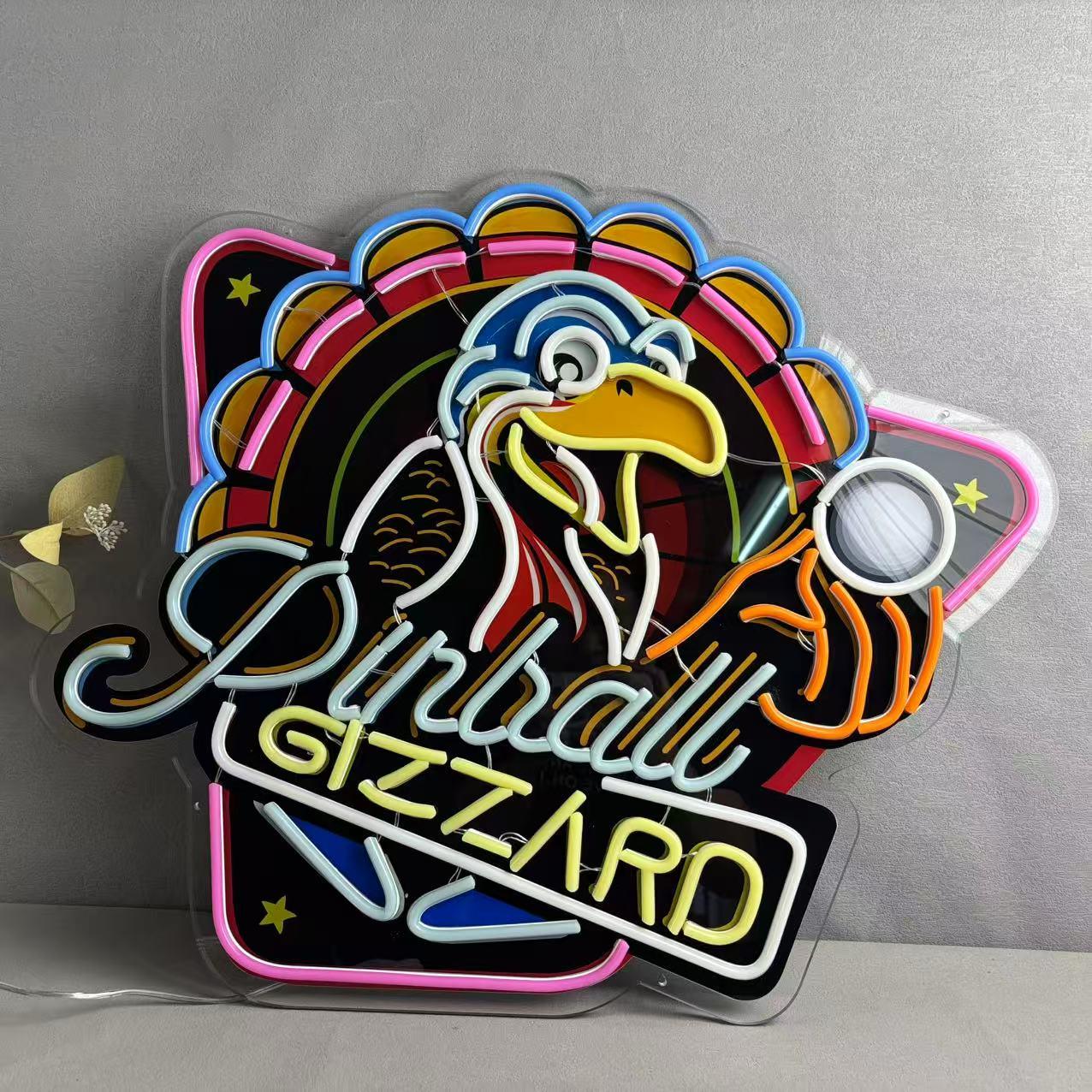 Panneau lumineux néon en acrylique de 61 cm, motif gésier de flipper, décoration murale pour salle de jeux, panneau d'arcade vintage, uniquement d'Operation Pinball