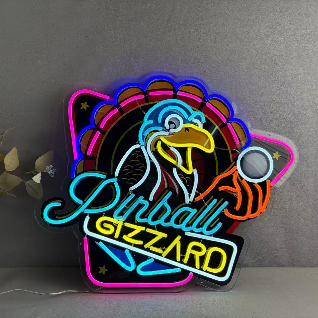 Panneau lumineux néon en acrylique de 61 cm, motif gésier de flipper, décoration murale pour salle de jeux, panneau d'arcade vintage, uniquement d'Operation Pinball