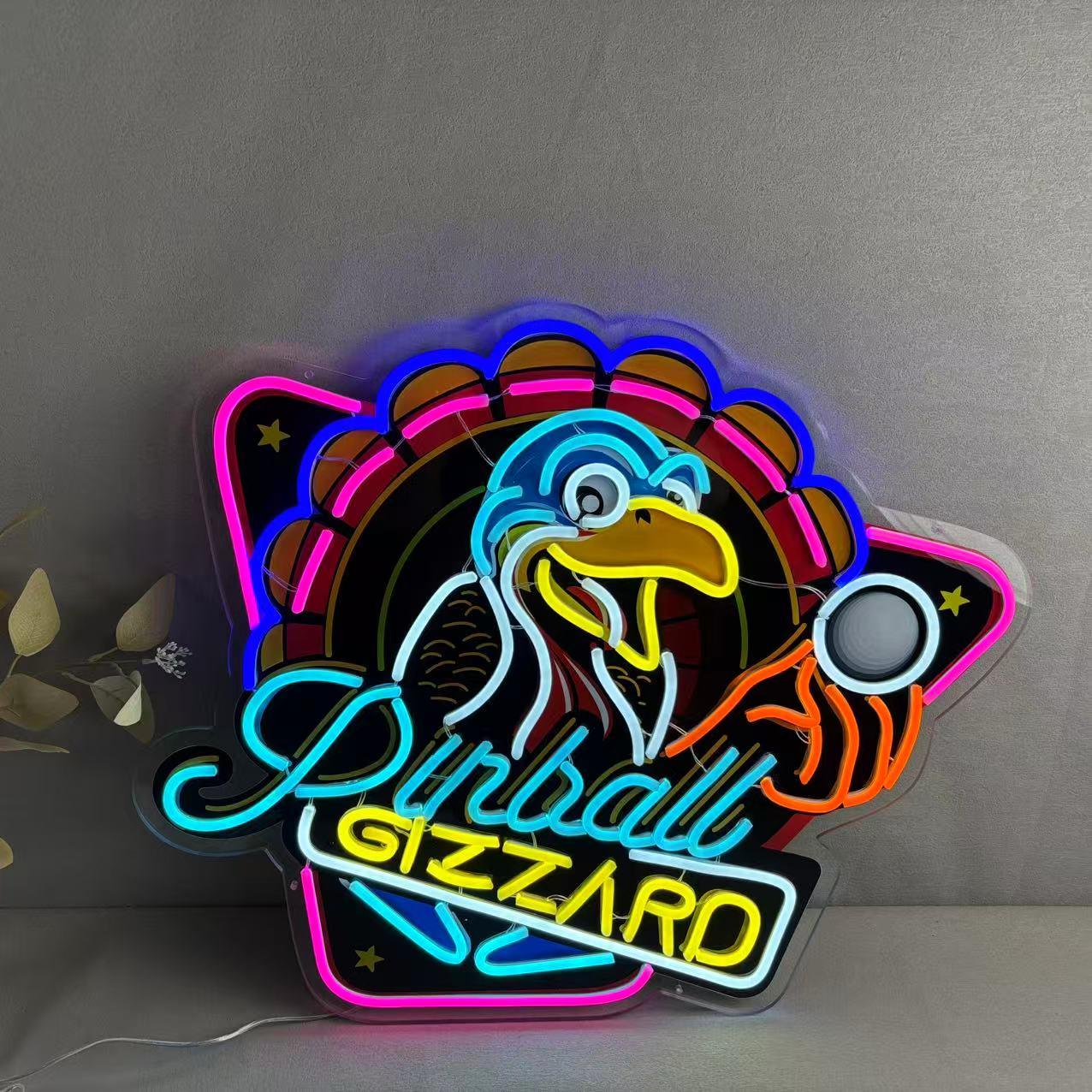 Panneau lumineux néon en acrylique de 61 cm, motif gésier de flipper, décoration murale pour salle de jeux, panneau d'arcade vintage, uniquement d'Operation Pinball