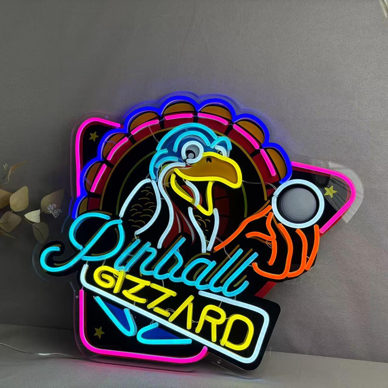 Panneau lumineux néon en acrylique de 61 cm, motif gésier de flipper, décoration murale pour salle de jeux, panneau d'arcade vintage, uniquement d'Operation Pinball