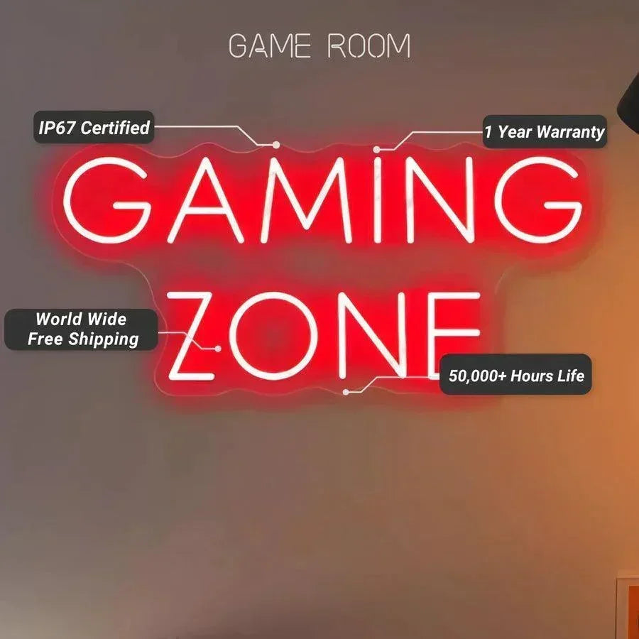 Enseignes au néon de la zone de jeu