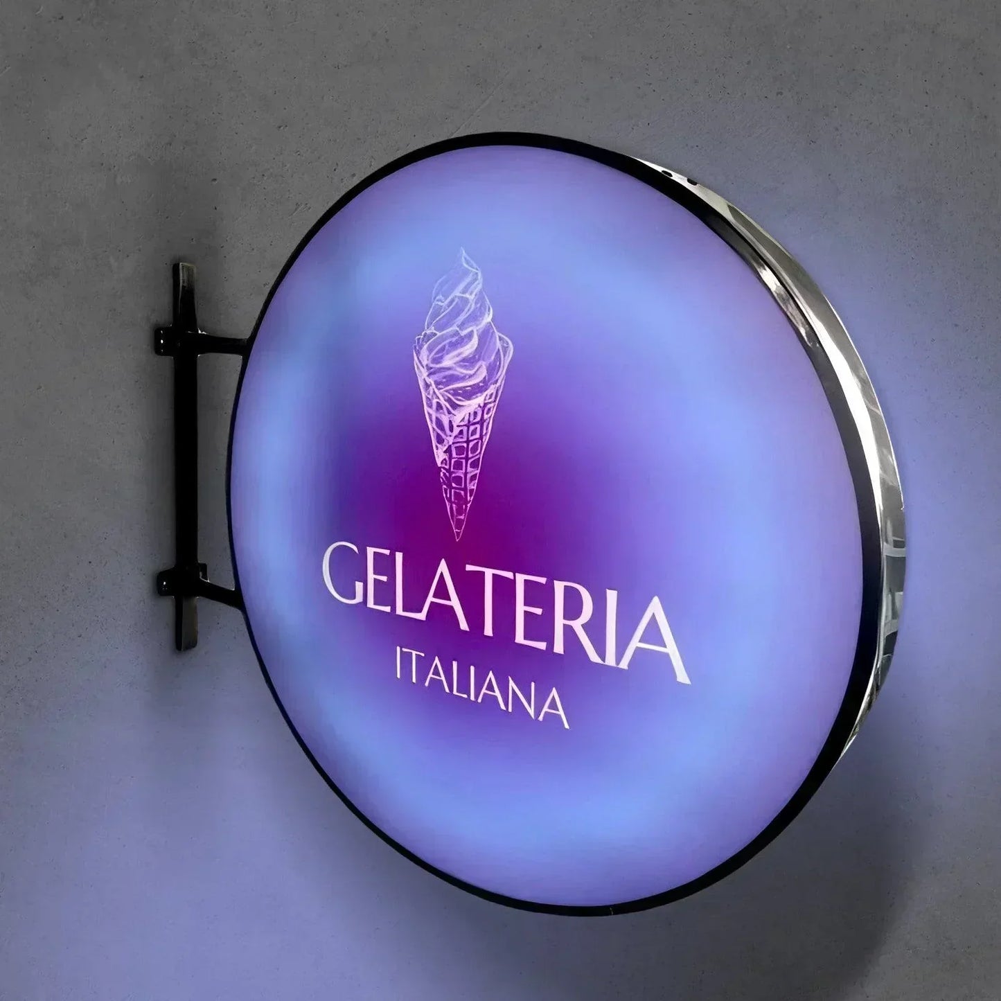 Individuell gestaltbarer, doppelseitiger, runder Leuchtkasten für den Außenbereich – perfekt für jedes Unternehmen