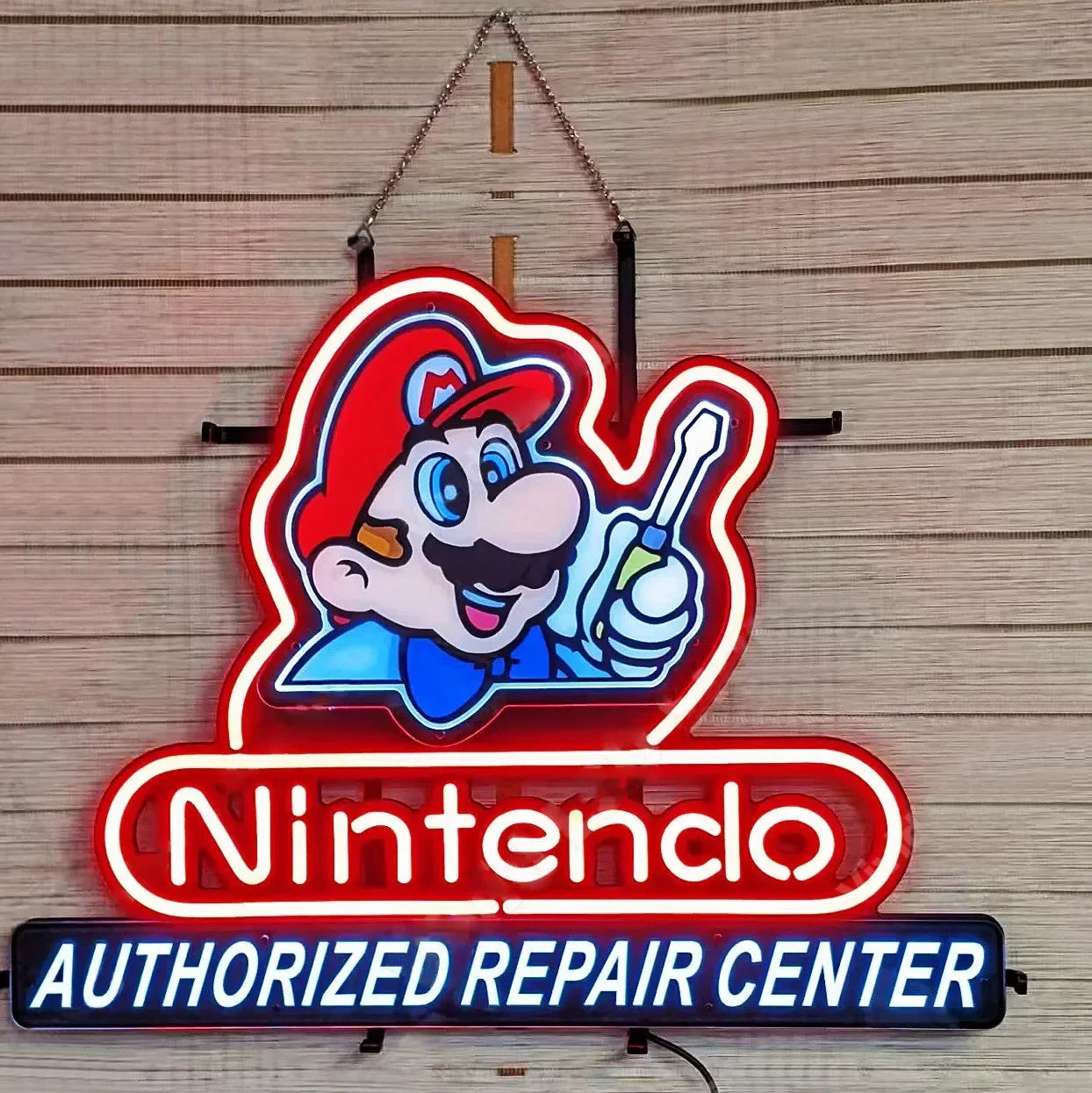 Panneau néon d'arcade Nintendo 50,8 x 40,6 cm, alimenté par USB, pour décoration de chambre d'enfant, insérer une pièce pour jouer, panneau lumineux LED à intensité variable pour salle de jeux, caverne d'homme, salle de jeux, bar