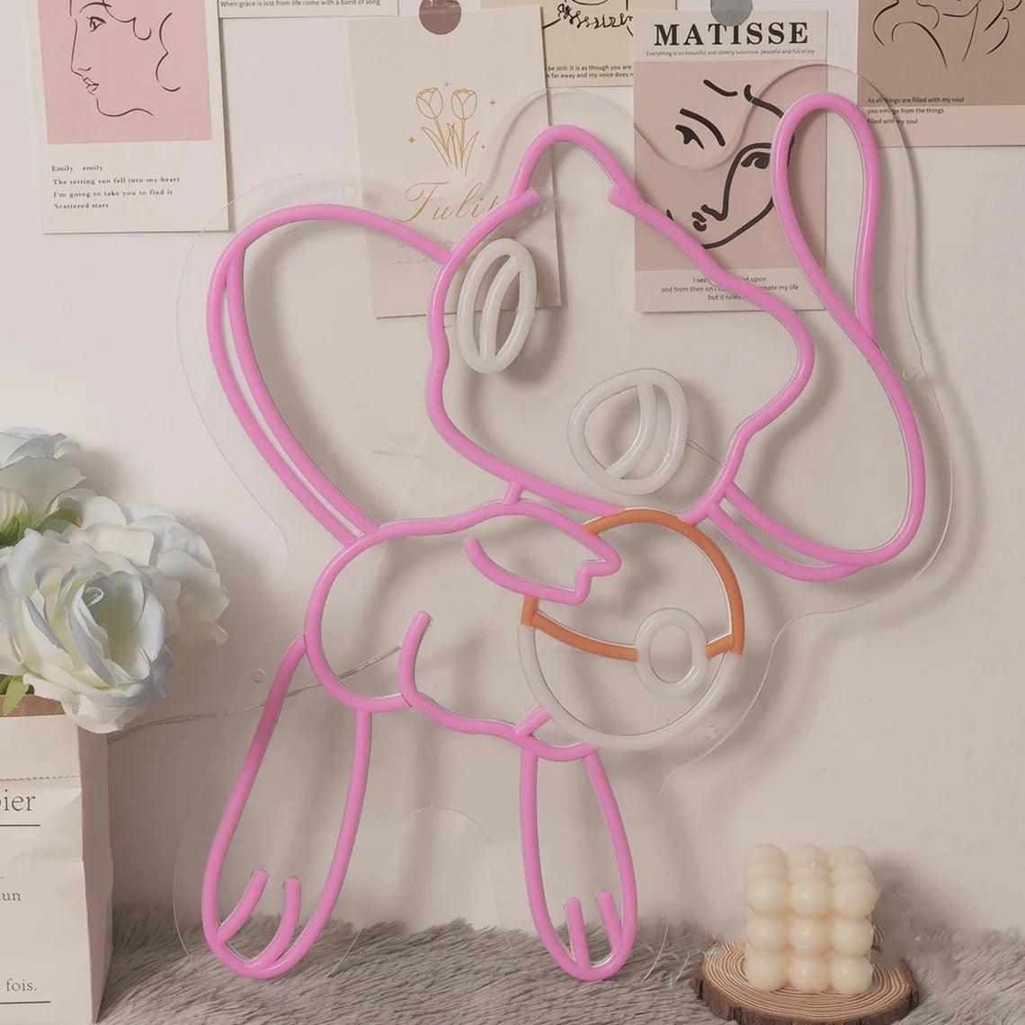 Pokemon Mew Neon Sign Cute Girls' Dream Room Decoration - FYLZGO Signs