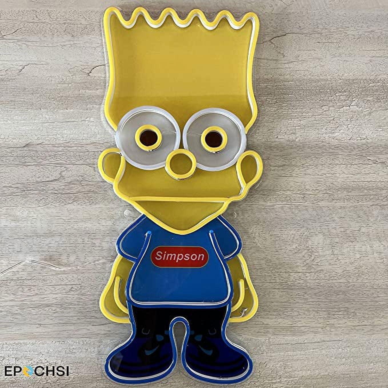 Panneau lumineux LED Simpson Neon 20 x 9 pouces, support en acrylique découpé à bords transparents, avec variateur - Lumineux et haut de gamme conçu pour les jeux et la décoration des chambres d'enfants