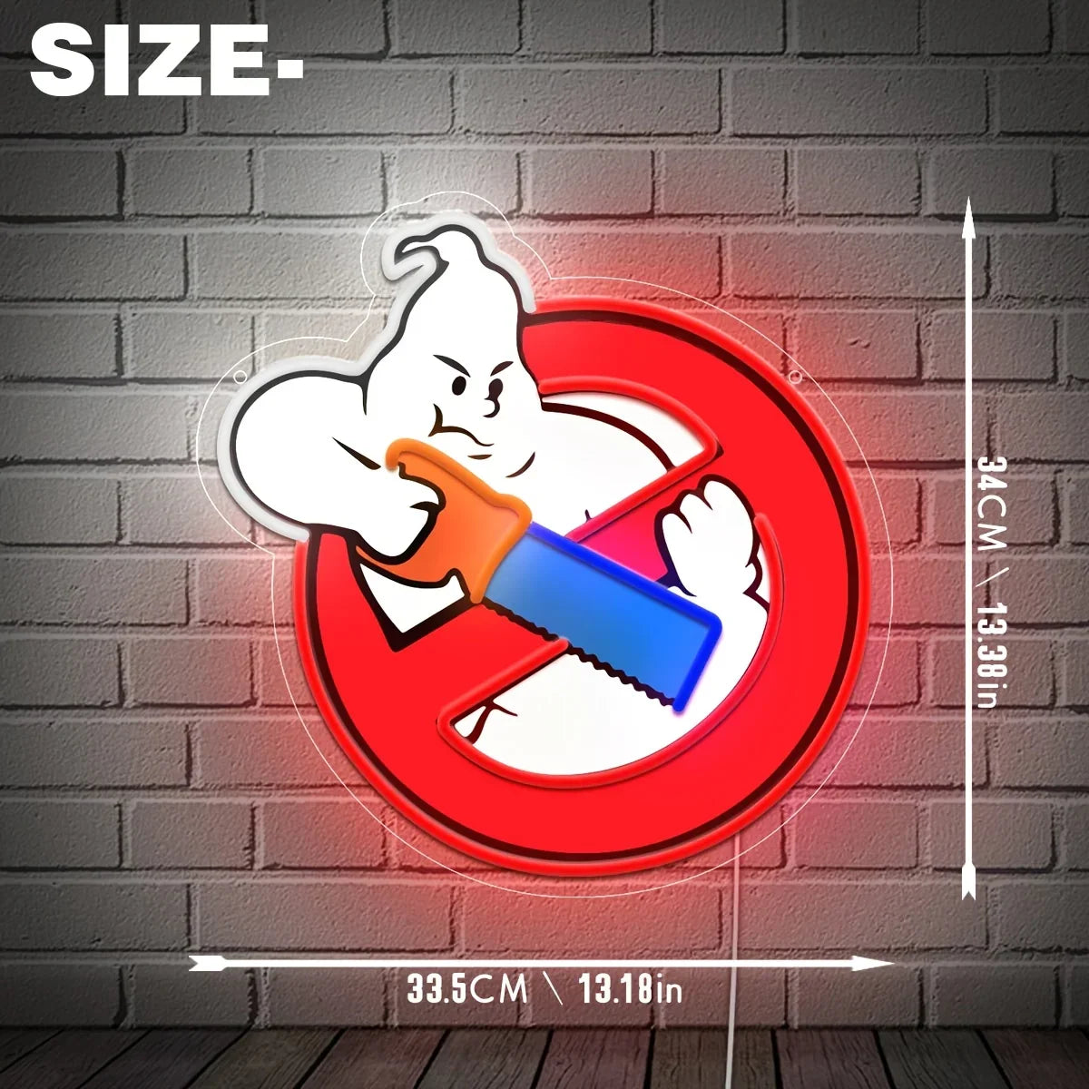 1 pièce d'art mural néon lumineux - conception d'homme scie avec logo Suicide Squad, impression UV, décoration de bar à la maison, art de chambre, idéal pour les fans de bandes dessinées et cadeaux d'anniversaire, décoration murale néon