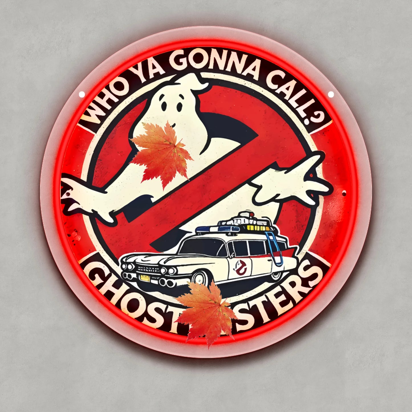 Enseigne néon LED Ghostbusters - Alimentée par USB, rouge avec le design emblématique « Qui appelez-vous ? », parfaite pour les salles de jeux, les bars, les décorations d'Halloween et de Noël, les cadeaux de vacances muraux