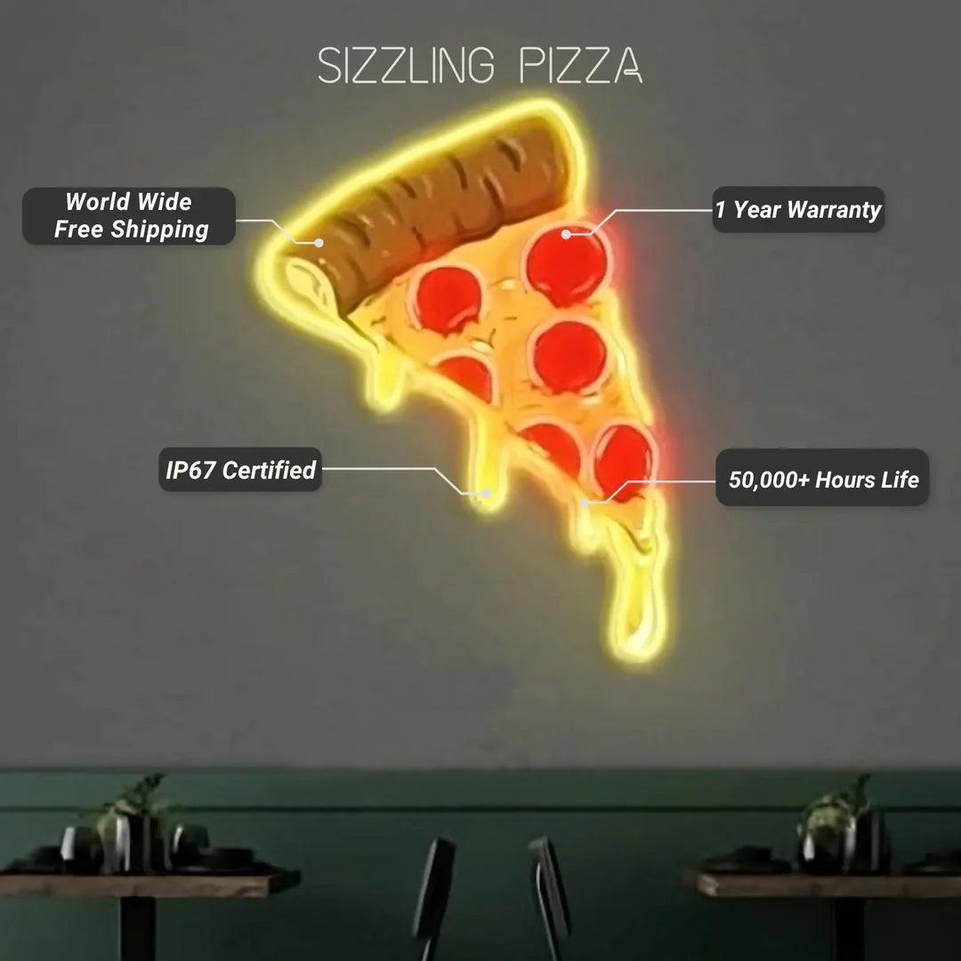 Sizzing Pizza Neon Signs UV Printed Neon Decor - FYLZGO Signs