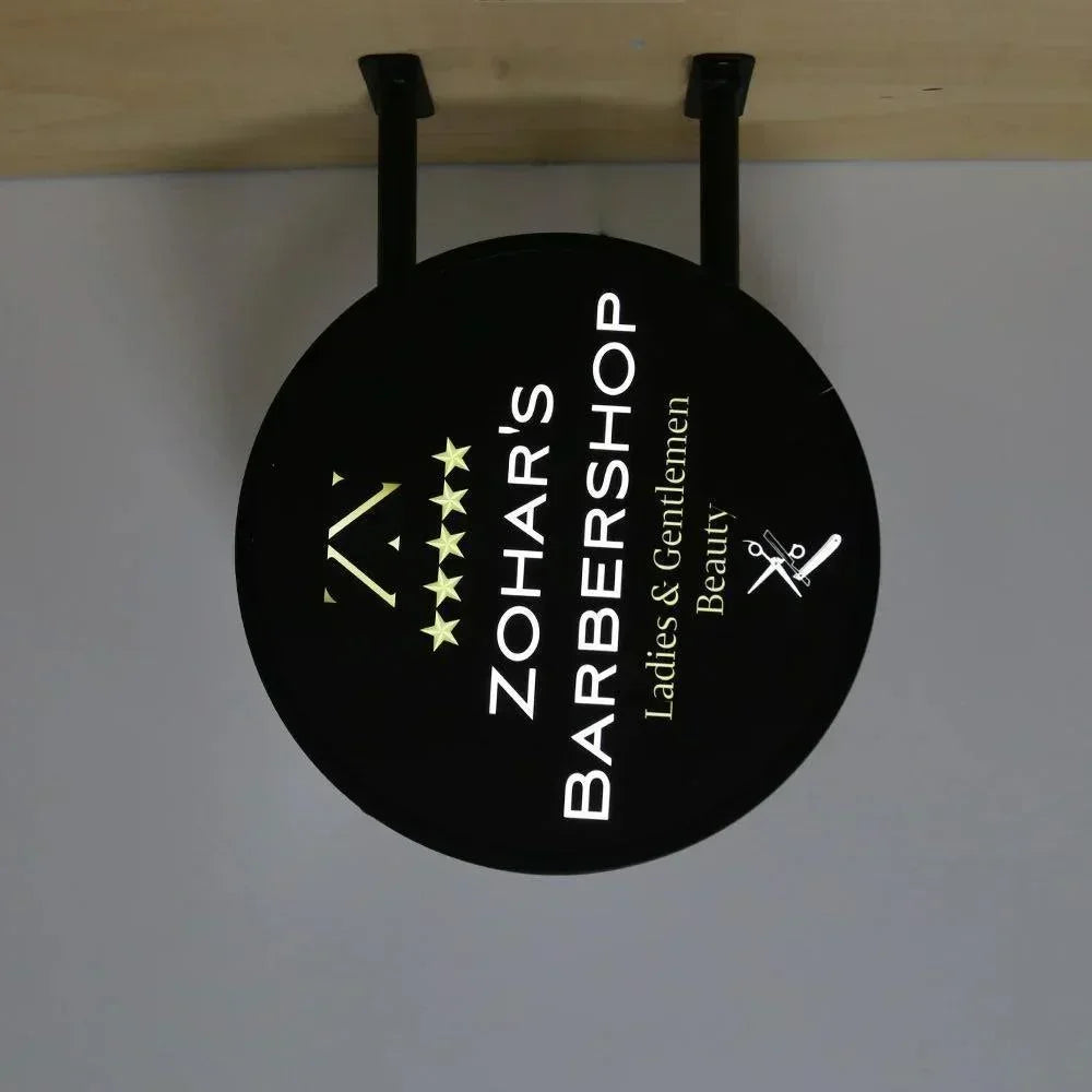 Enseigne lumineuse ronde extérieure double face personnalisée - Parfait pour toute entreprise