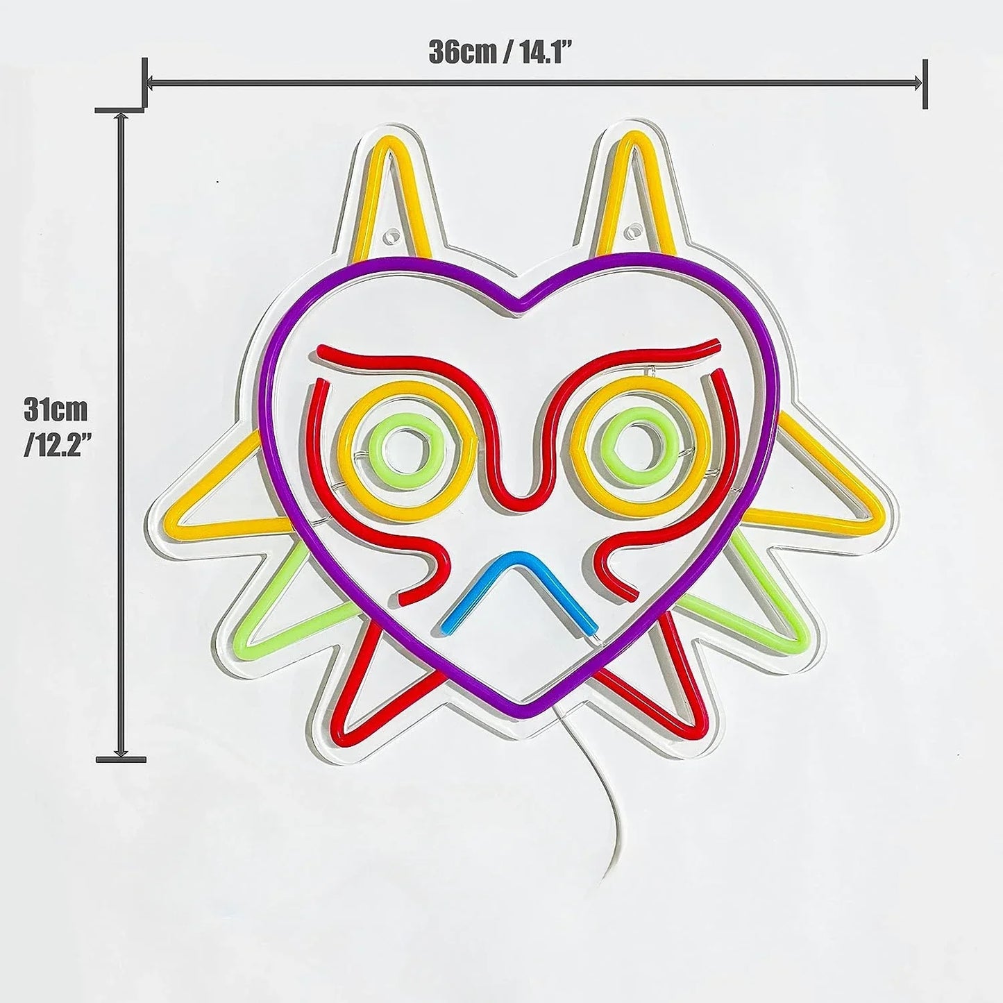 Panneau LED GGK Majora's Mask LoZ Neon Sign pour décoration murale de chambre Cadeau de joueur Zelda Mask Décoration de salle de jeu LED Neon Light pour les fans de Zelda