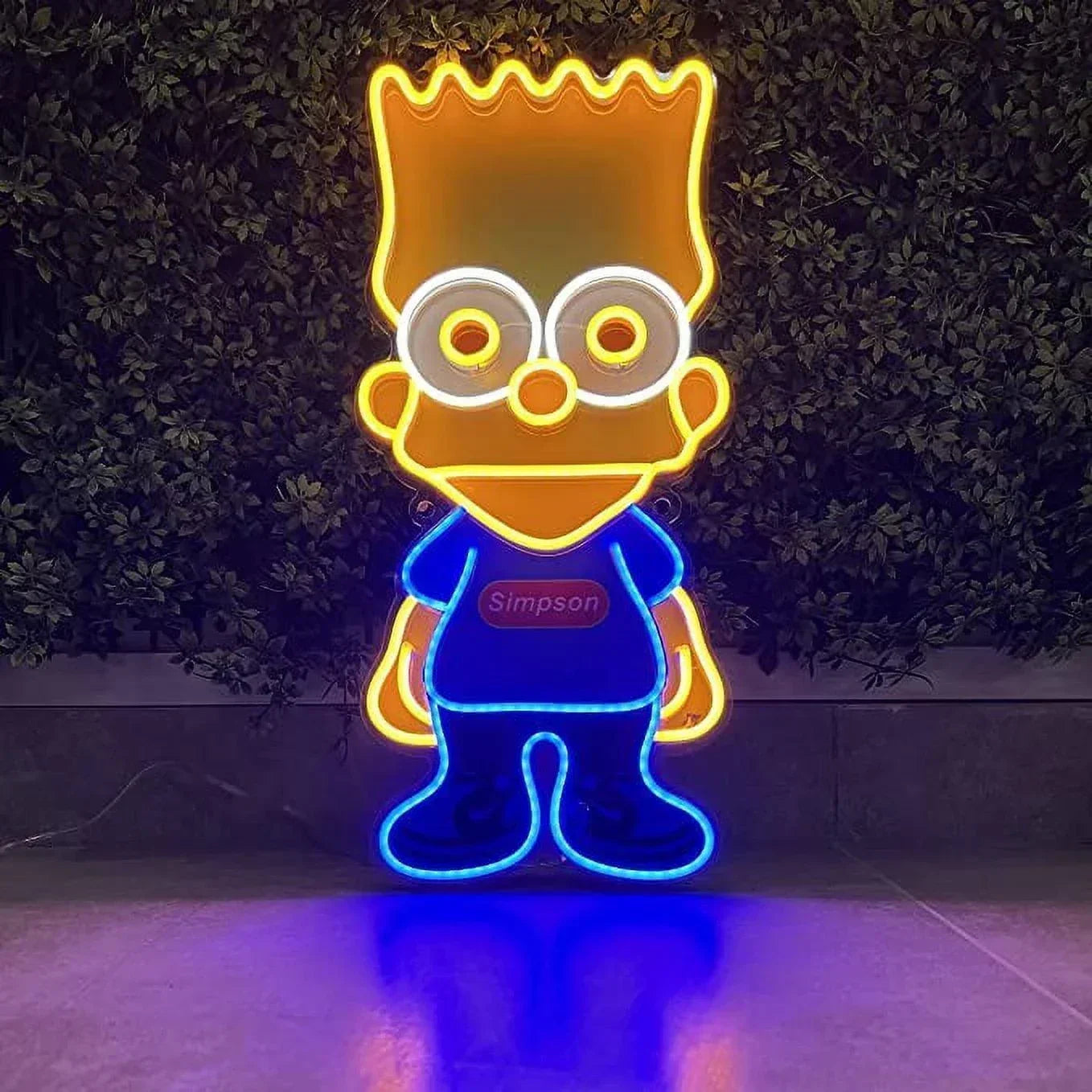 Panneau lumineux LED Simpson Neon 20 x 9 pouces, support en acrylique découpé à bords transparents, avec variateur - Lumineux et haut de gamme conçu pour les jeux et la décoration des chambres d'enfants