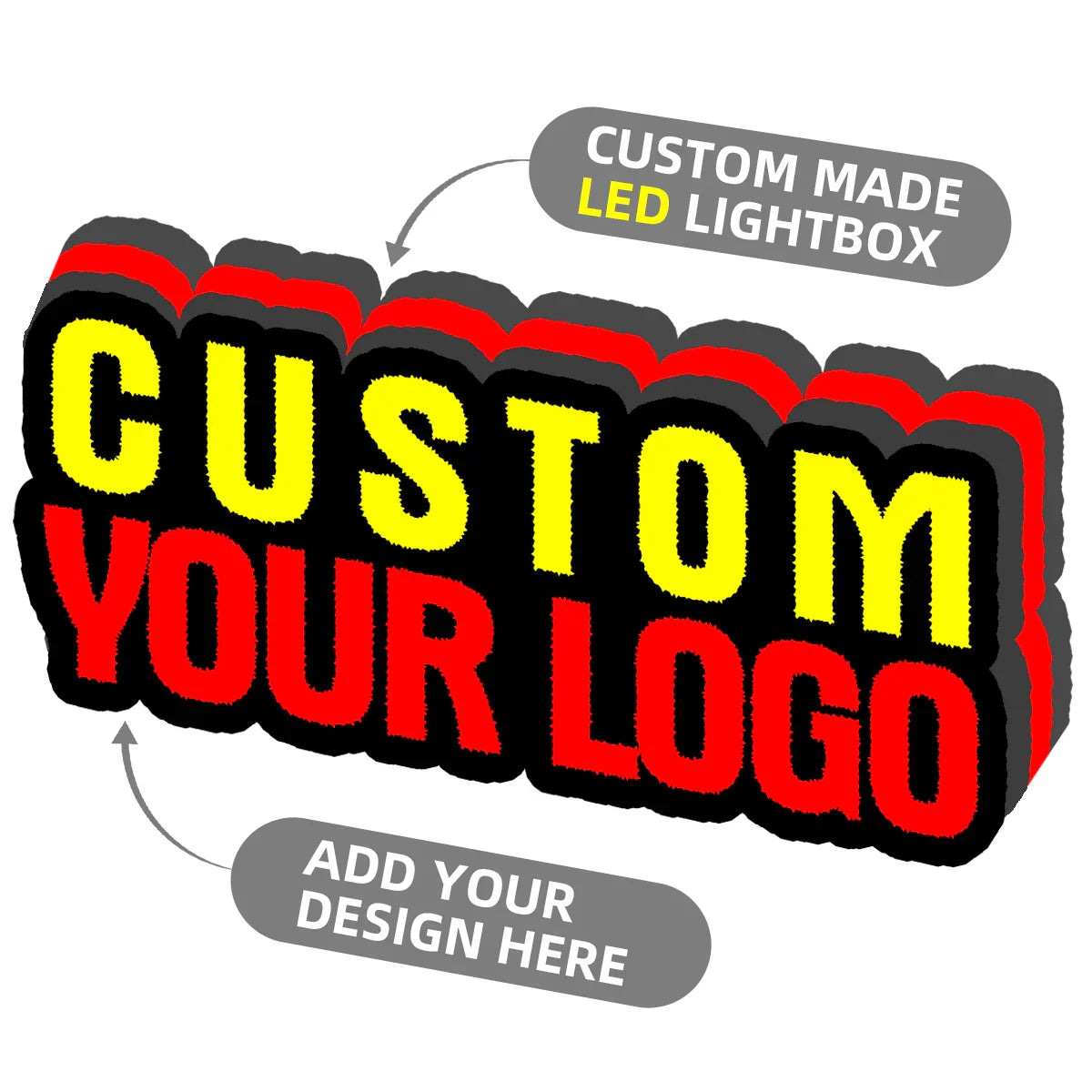 Caissons lumineux imprimés en 3D personnalisés - Concevez votre logo/marque/image caisson lumineux imprimé en 3D