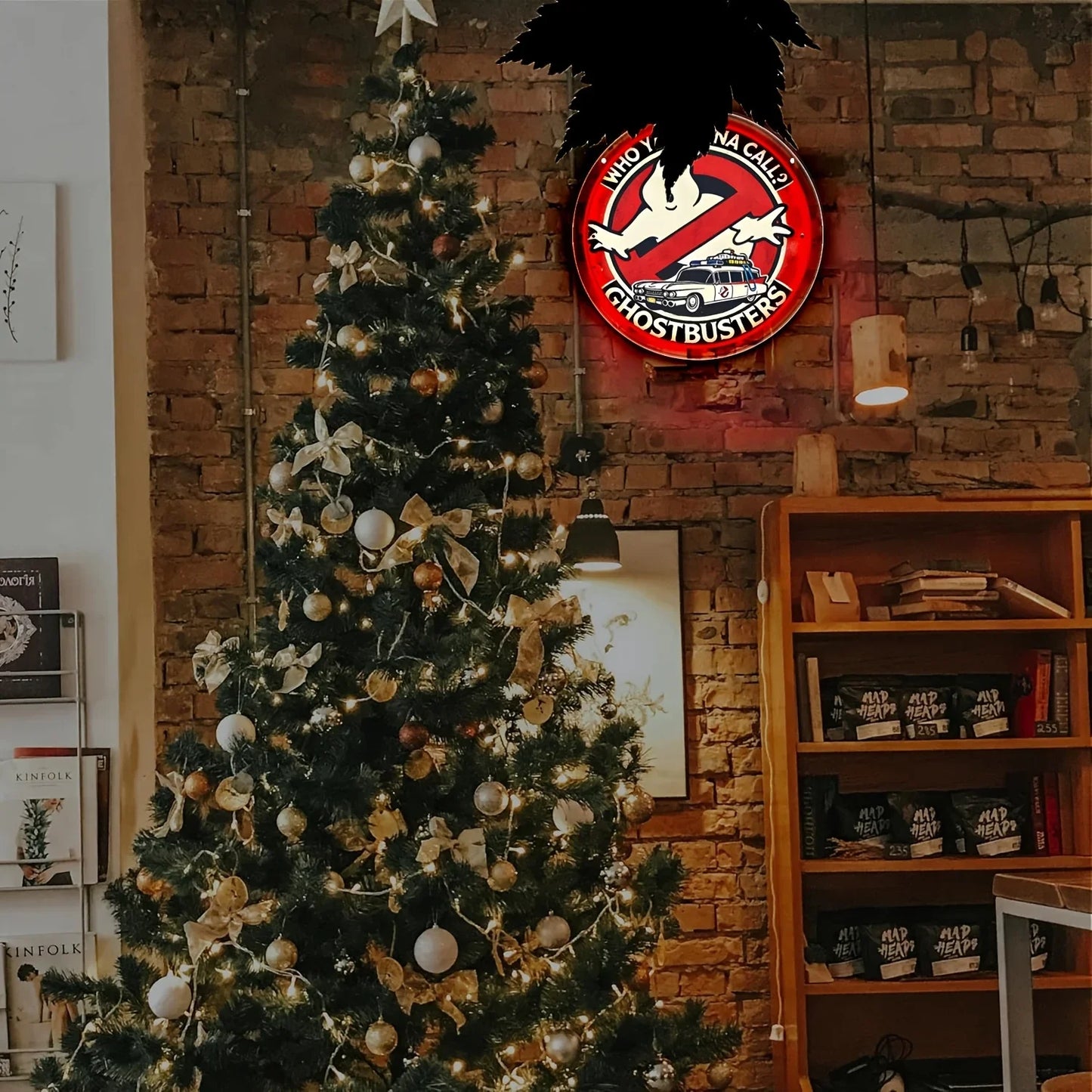 Enseigne néon LED Ghostbusters - Alimentée par USB, rouge avec le design emblématique « Qui appelez-vous ? », parfaite pour les salles de jeux, les bars, les décorations d'Halloween et de Noël, les cadeaux de vacances muraux