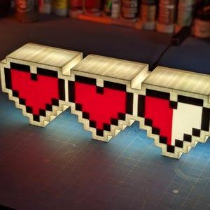 Panneau lumineux LED Zelda Hearts - À suspendre avec variateur d'intensité