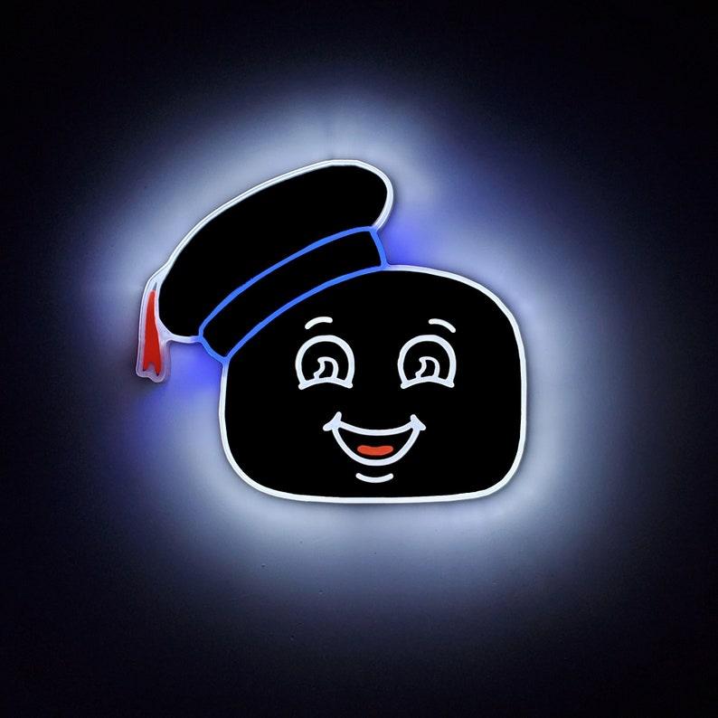 Panneau Marshmallow Man, néon, LED, lumière, décoration murale Marshmallow Man, veilleuse Marshmallow Man, LED éclairée par les bords, fan art