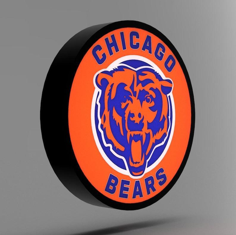 Inspiriert vom runden Logo der Chicago Bears – LED-Leuchtkasten – Lampe/Schild