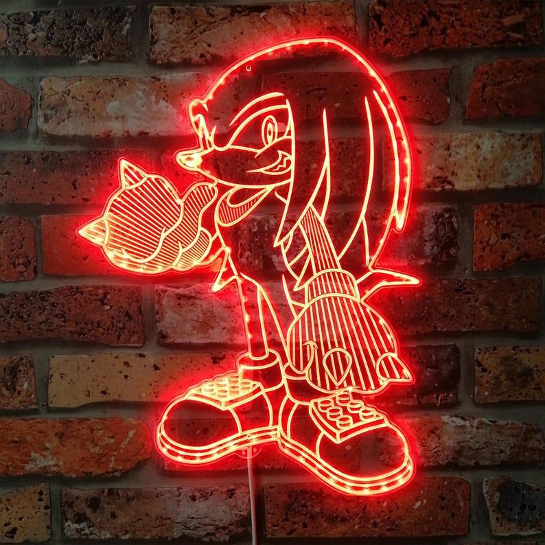 Panneau lumineux personnalisé Knuckles Chroma Shape, veilleuse hérisson, plaque murale de transition néon 16 millions de couleurs
