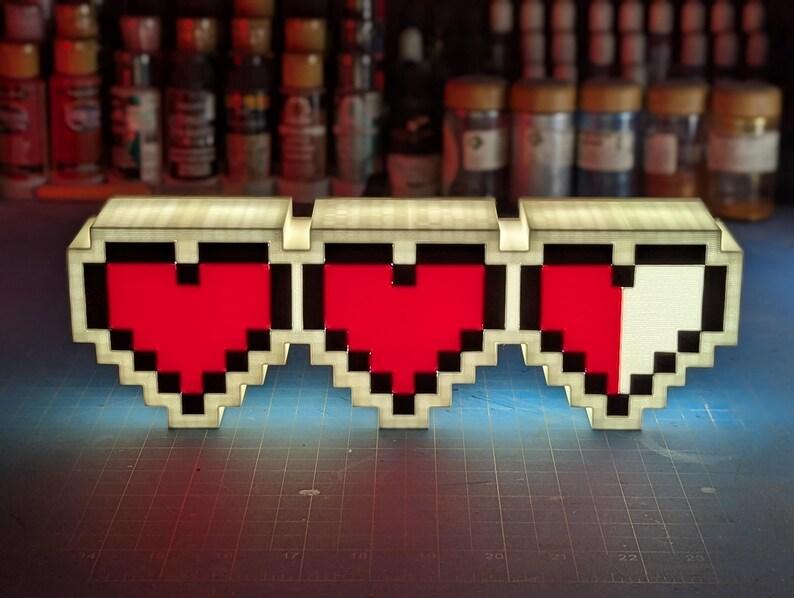 Panneau lumineux LED Zelda Hearts - À suspendre avec variateur d'intensité
