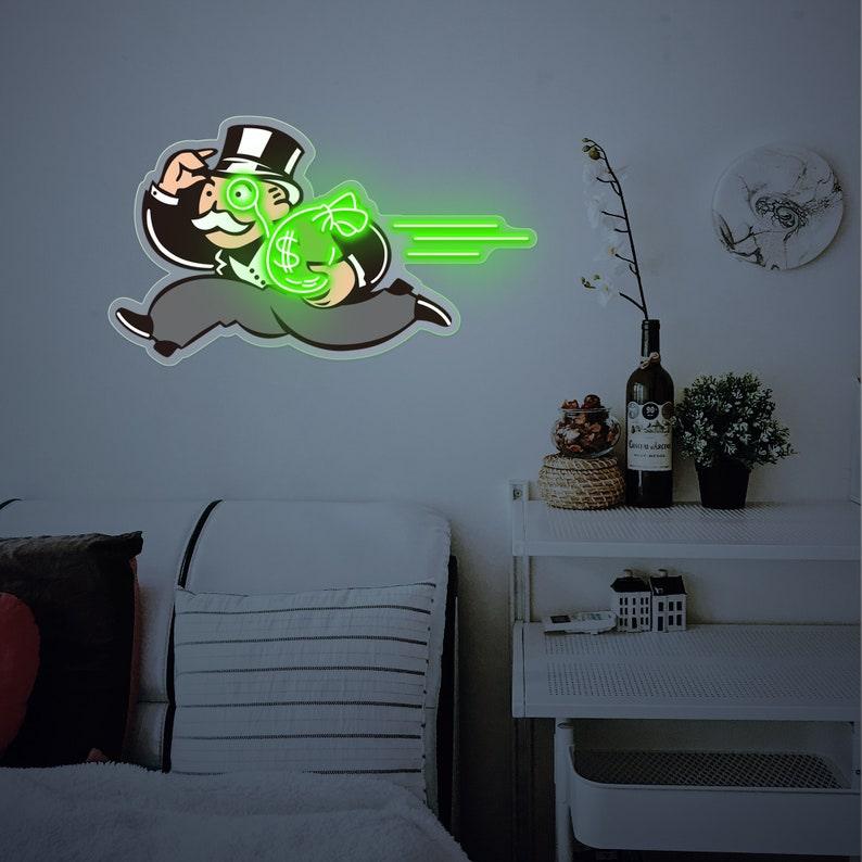 Monopoly-Mann-Neonschild aus Acryl, UV-bedrucktes LED-Neonschild aus Acryl, Neonschild aus Acryl (Kunstwerk)