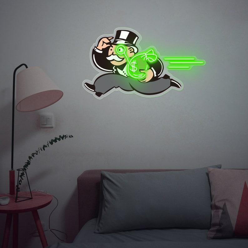 Monopoly-Mann-Neonschild aus Acryl, UV-bedrucktes LED-Neonschild aus Acryl, Neonschild aus Acryl (Kunstwerk)