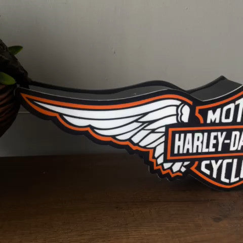 Harley Davidson Logo Led Sign Wall Light Decor with USB Pow. Dimmable Lightbox