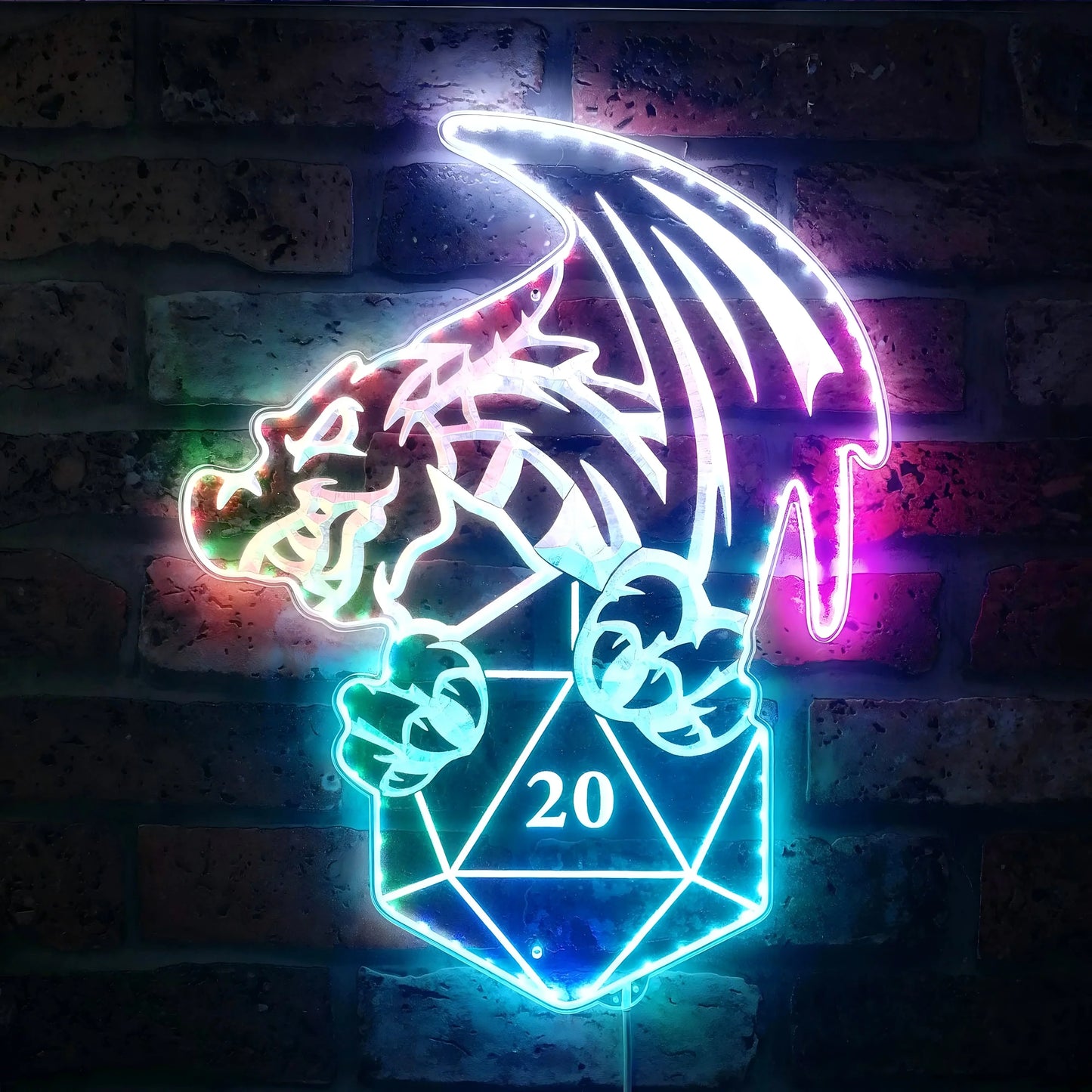 Panneau LED RVB DND Donjons et Dragons D20