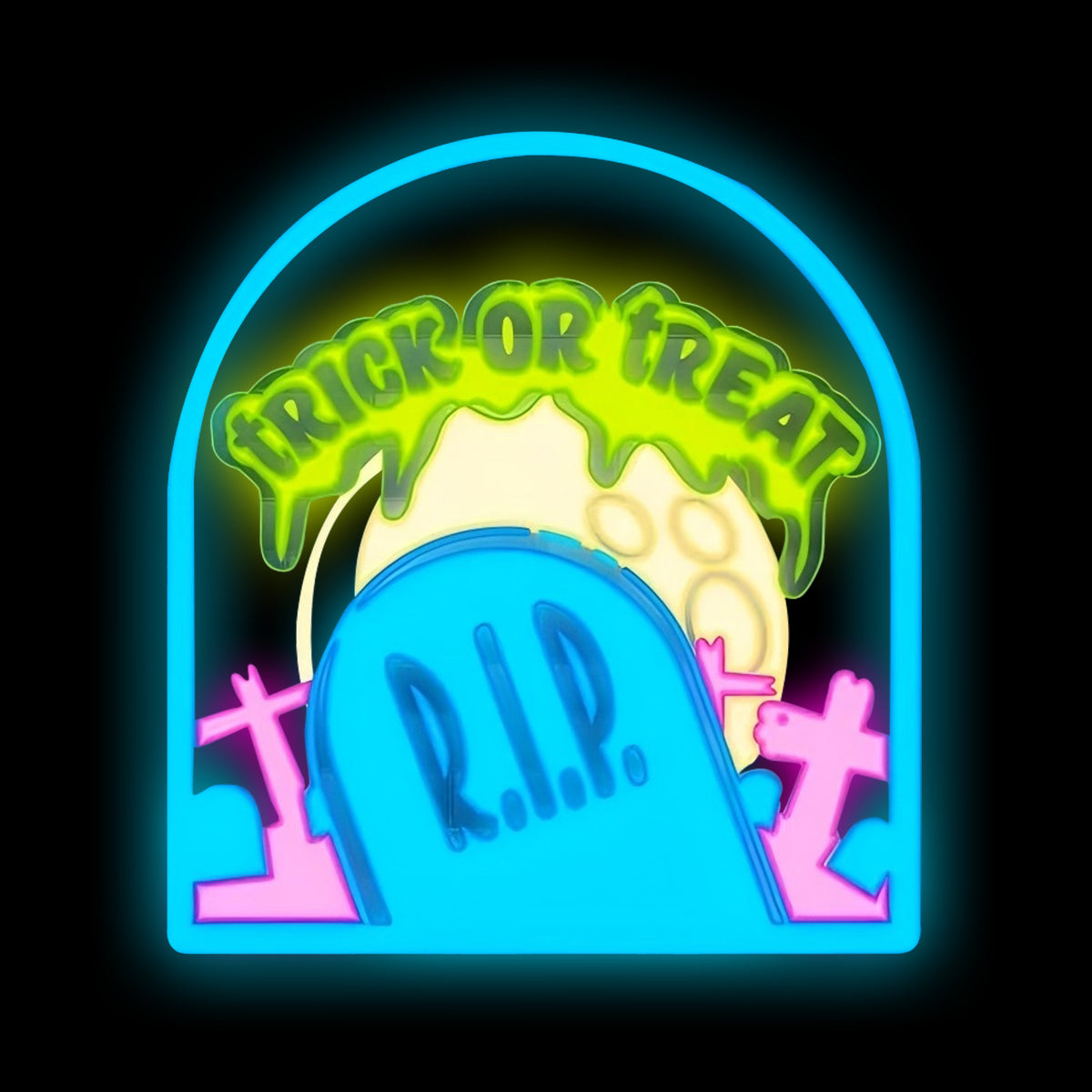 R.I.P. TRICK OR TREAT Halloween 20"x16 Arcade Neon Sign USB Powered for Kids Room Decor,Insert Coin to Play Neon Sign Dimmable LED Neon Light Sign for Playroom Light Man Cave Game Room Bar