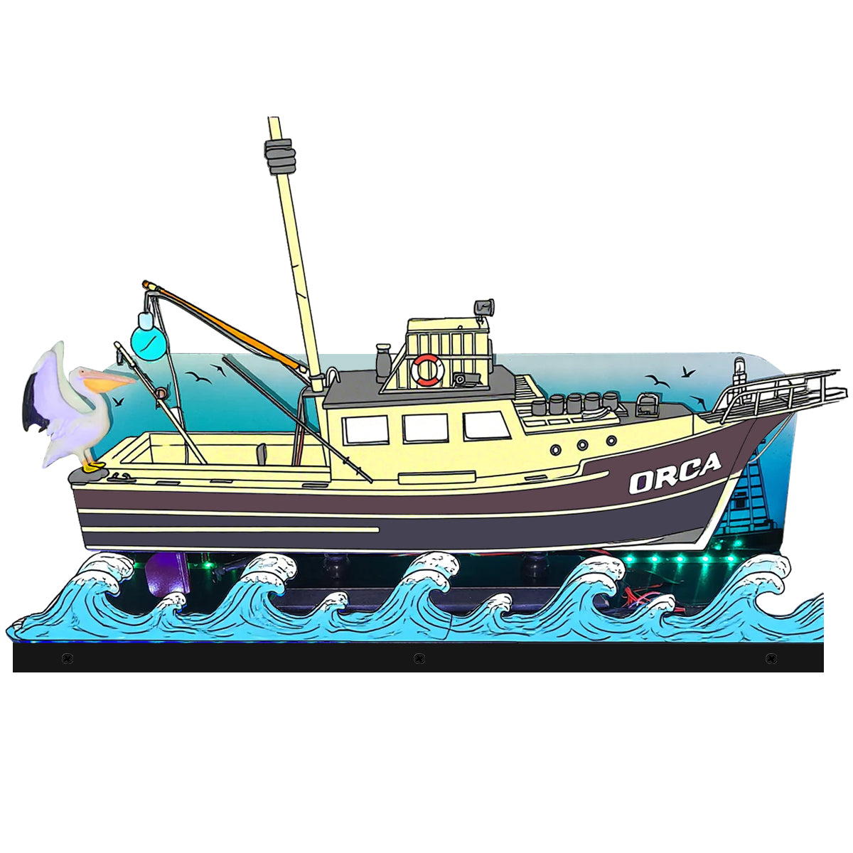 Jaws 3D Acryl-LED-Aufsatz, für Stern Flipperautomaten, Flipper-Aufsatz für Spielzimmer/Männerhöhle