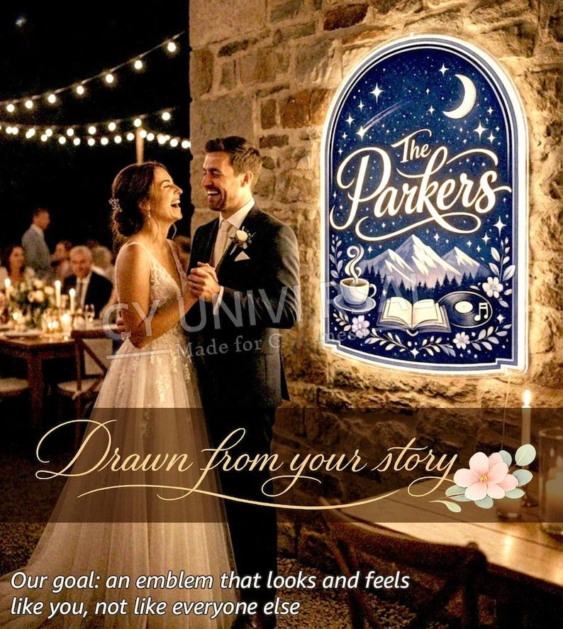 Custom Wedding Emblem | Printable Welcome Sign Design | 3D Printed Lightbox-Ready Artwork