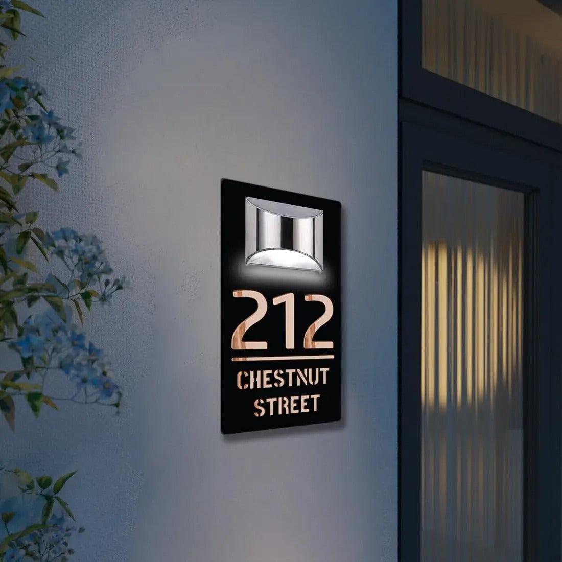 Custom Solar Sign Personalized Solar House Number Sign Outdoor Street Name LED Modern Ho ...
