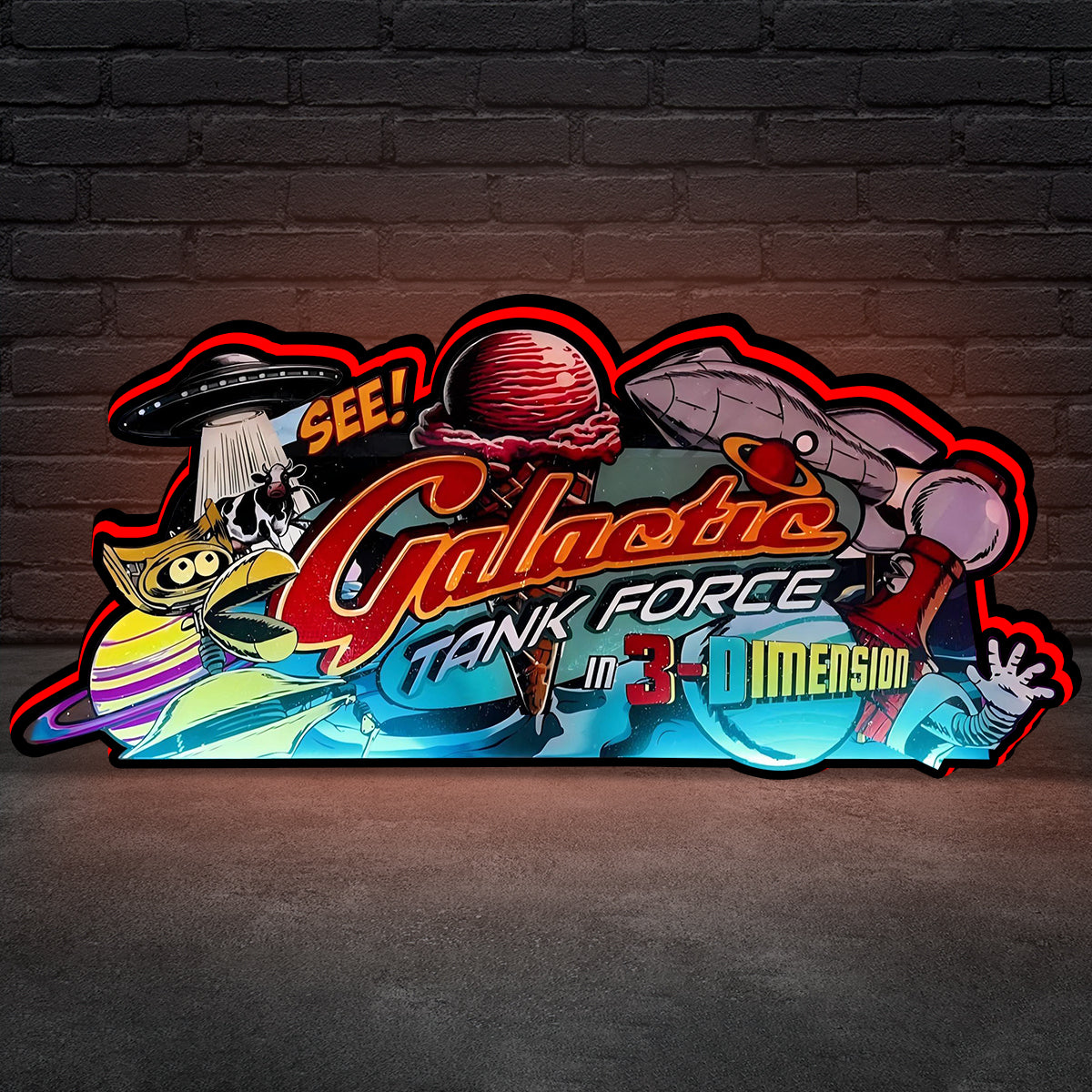 Galatic Tank Force Pinball Topper Lightbox for American Pinball Machine, Arcade Gaming Light box for Man's Cave