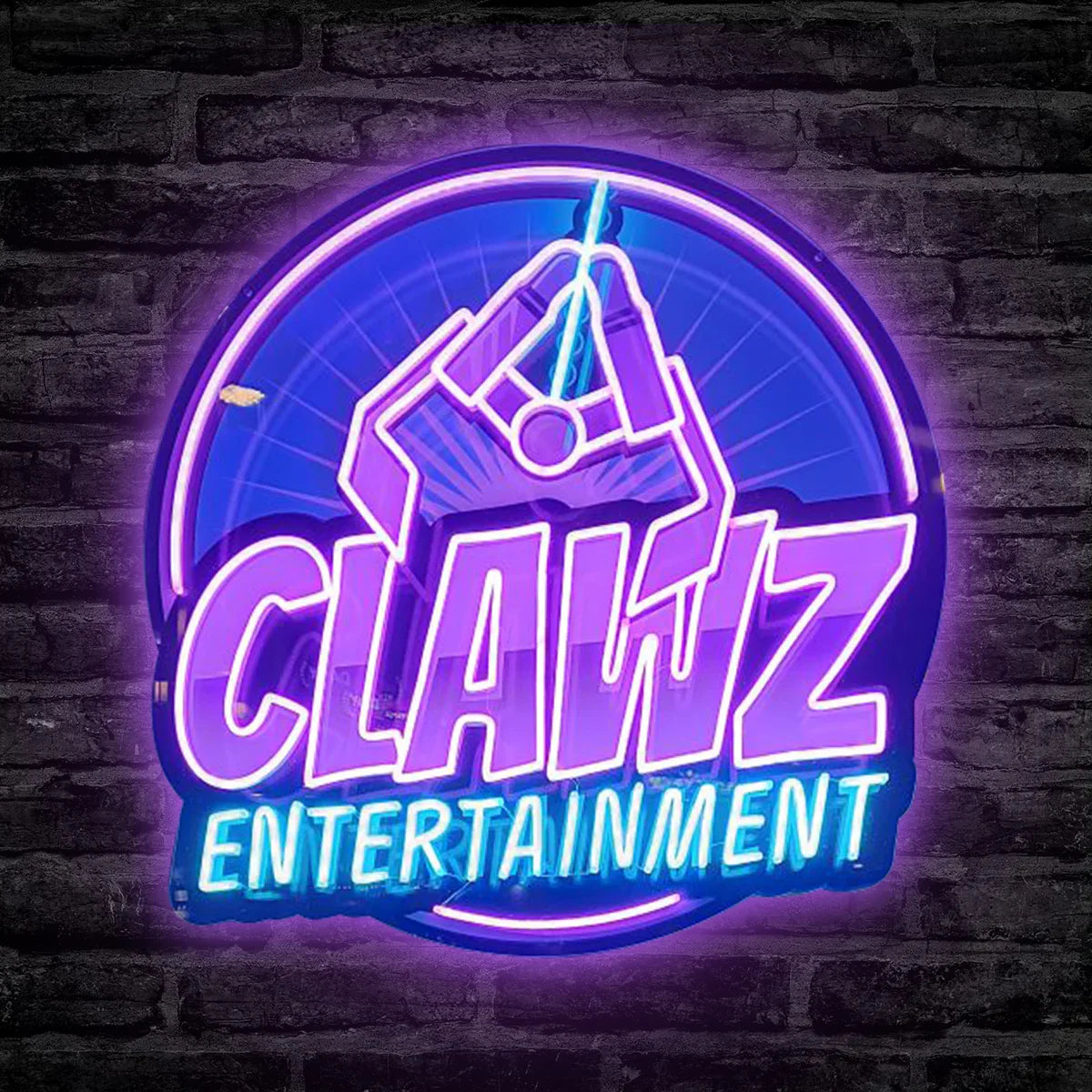 Clawz Entertainment Neon Sign UV-Printed Neon Sign Claw Machine Topper for Claw Arcade Game Machine, Game Room Decor