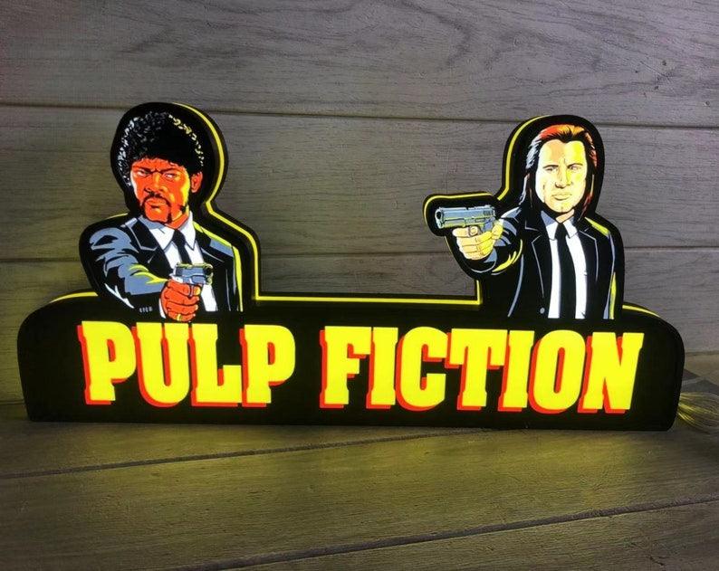Pulp Fiction Pinball Topper Vincent & Jules 3D Printed Dome Light LED Light Box for Pinball Machine, Game Room Decor Illuminate Your Game Room