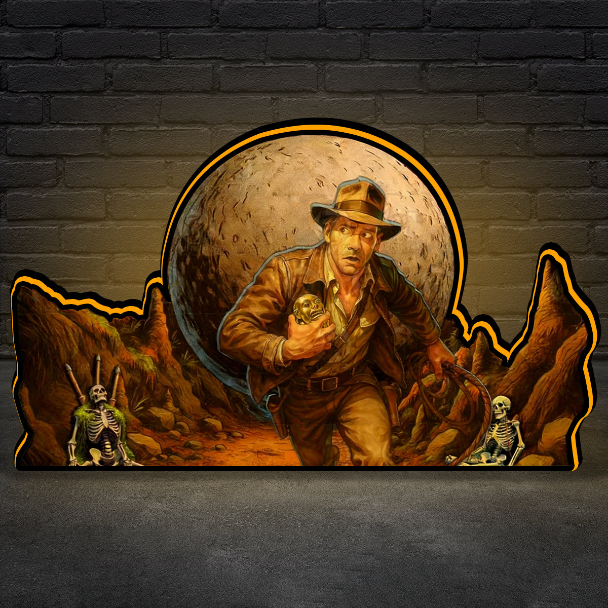 Indiana Jones Flipper-Aufsatz-Leuchtkasten, Arcade-Spiel-Leuchtkasten für die Männerhöhle 